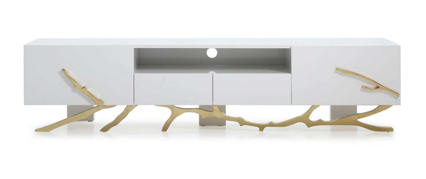 Modrest Legend Modern White and Gold 79" TV Stand