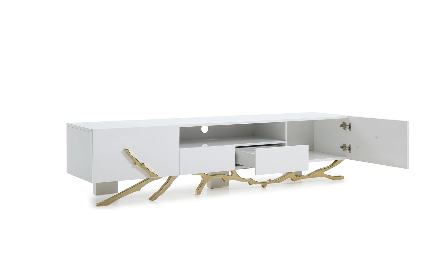 Modrest Legend Modern White and Gold 79" TV Stand