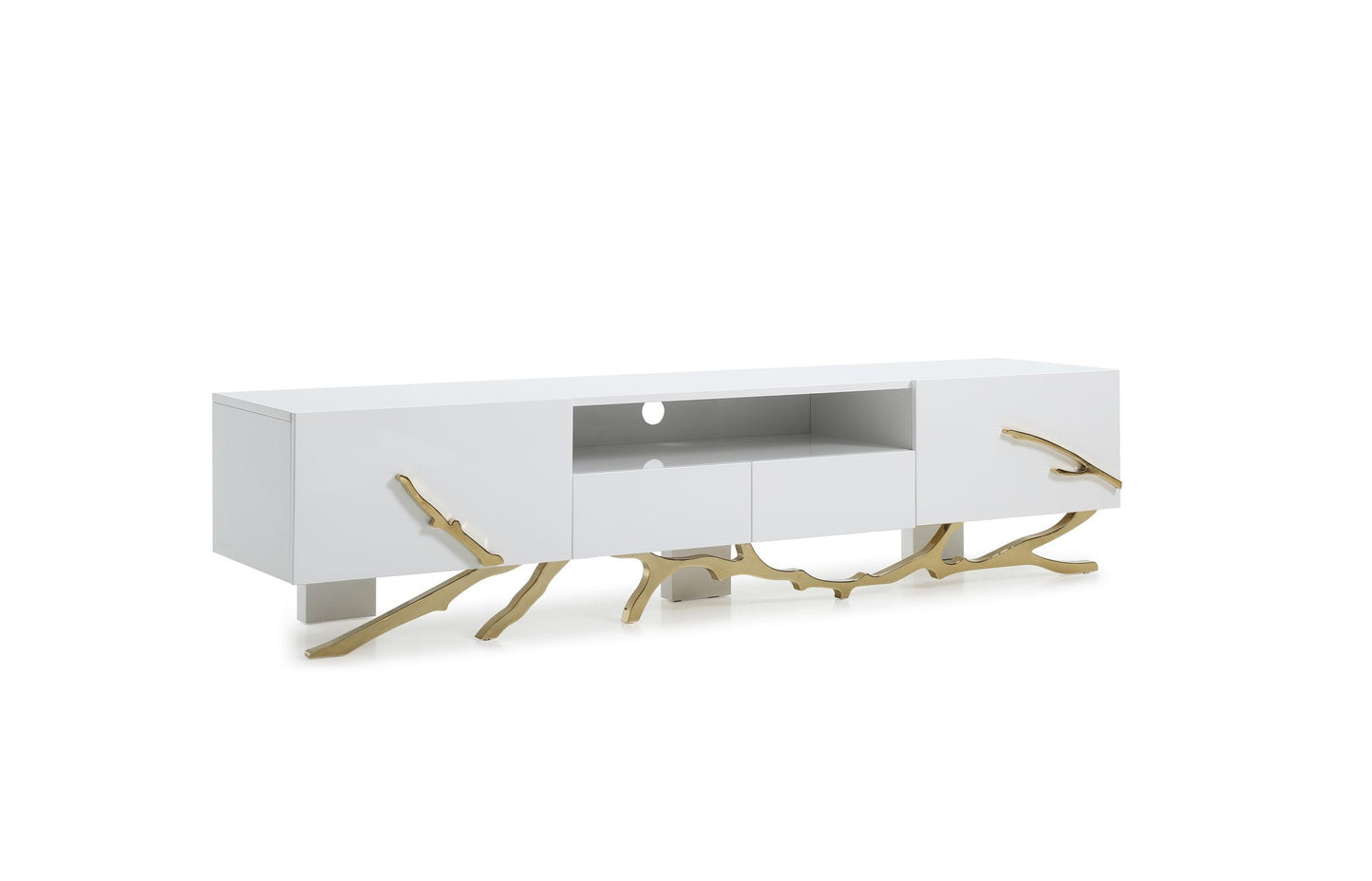 Modrest Legend Modern White and Gold 79" TV Stand