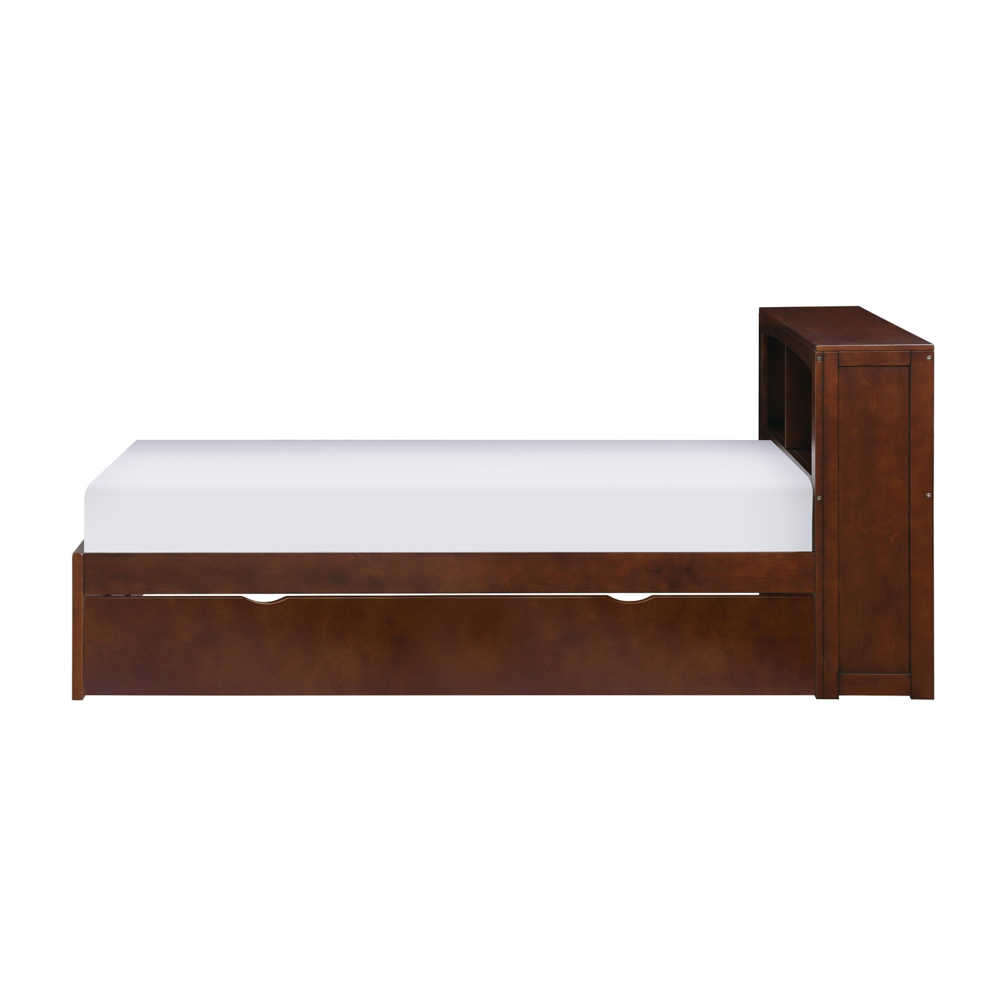Homelegance Twin Bookcase Bed with Twin Trundle Dark Cherry B2013BCDC-1R