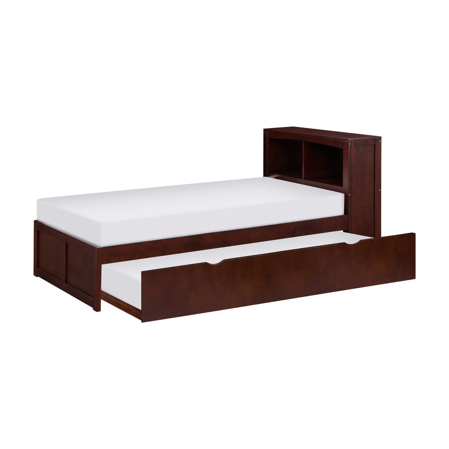 Homelegance Twin Bookcase Bed with Twin Trundle Dark Cherry B2013BCDC-1R