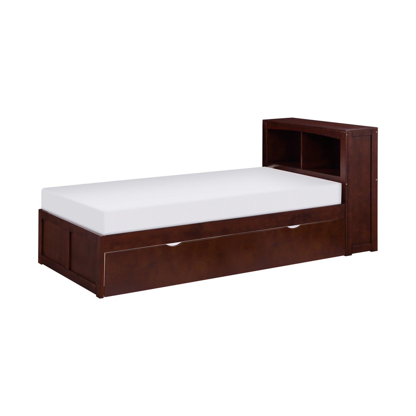Homelegance Twin Bookcase Bed with Twin Trundle Dark Cherry B2013BCDC-1R