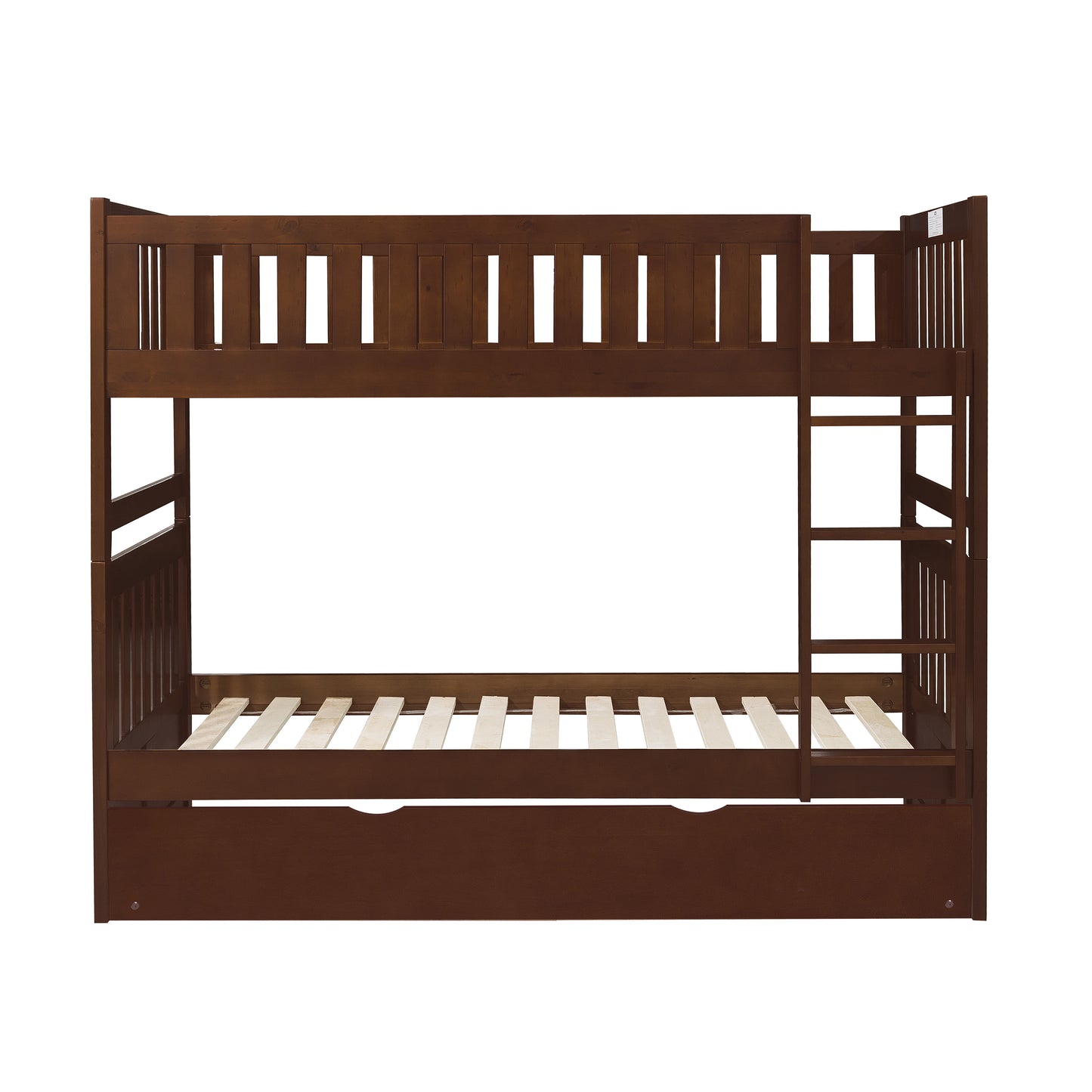 Homelegance Rowe Twin Twin Bunk Bed with Twin Trundle Dark Cherry B2013DC-1-R