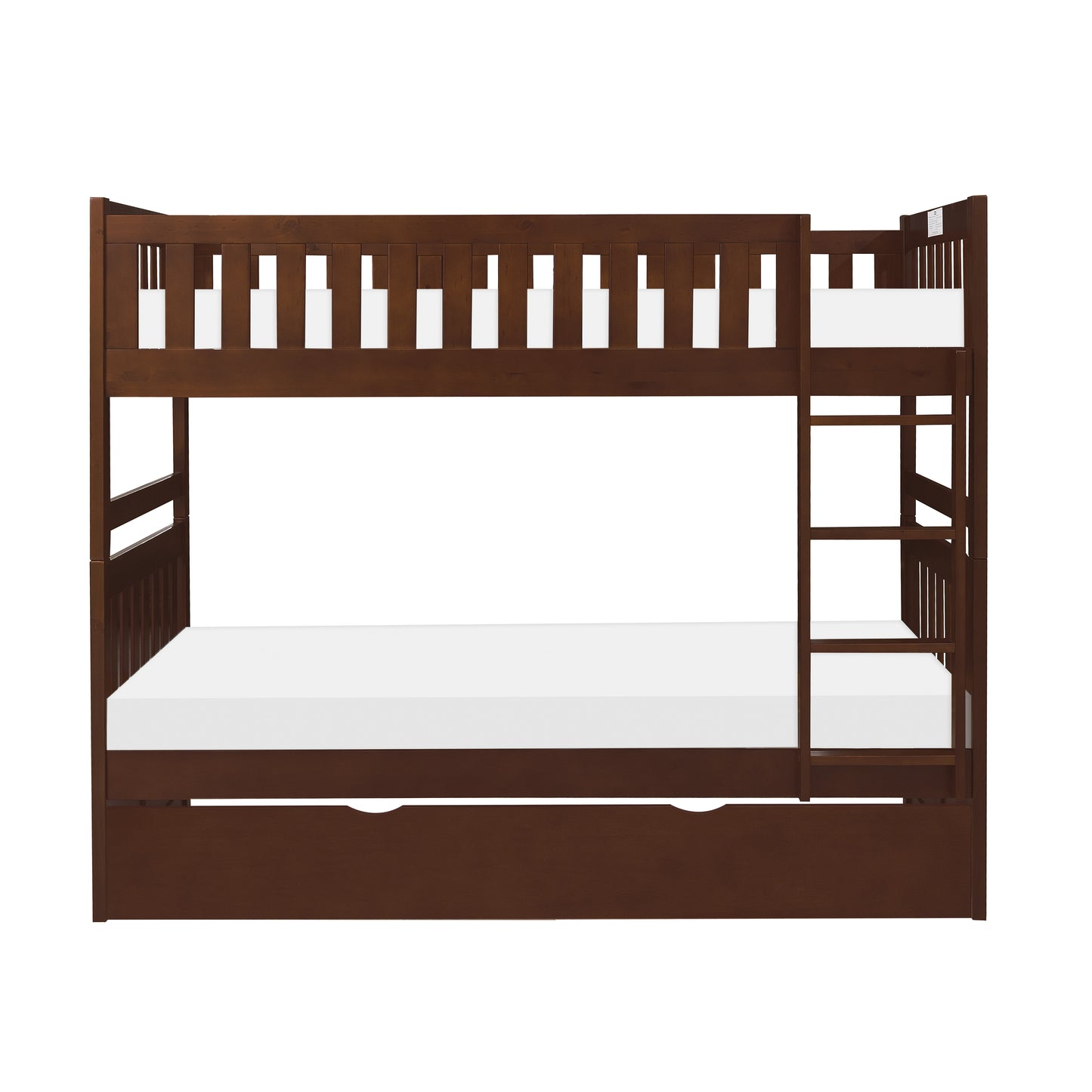Homelegance Rowe Twin Twin Bunk Bed with Twin Trundle Dark Cherry B2013DC-1-R