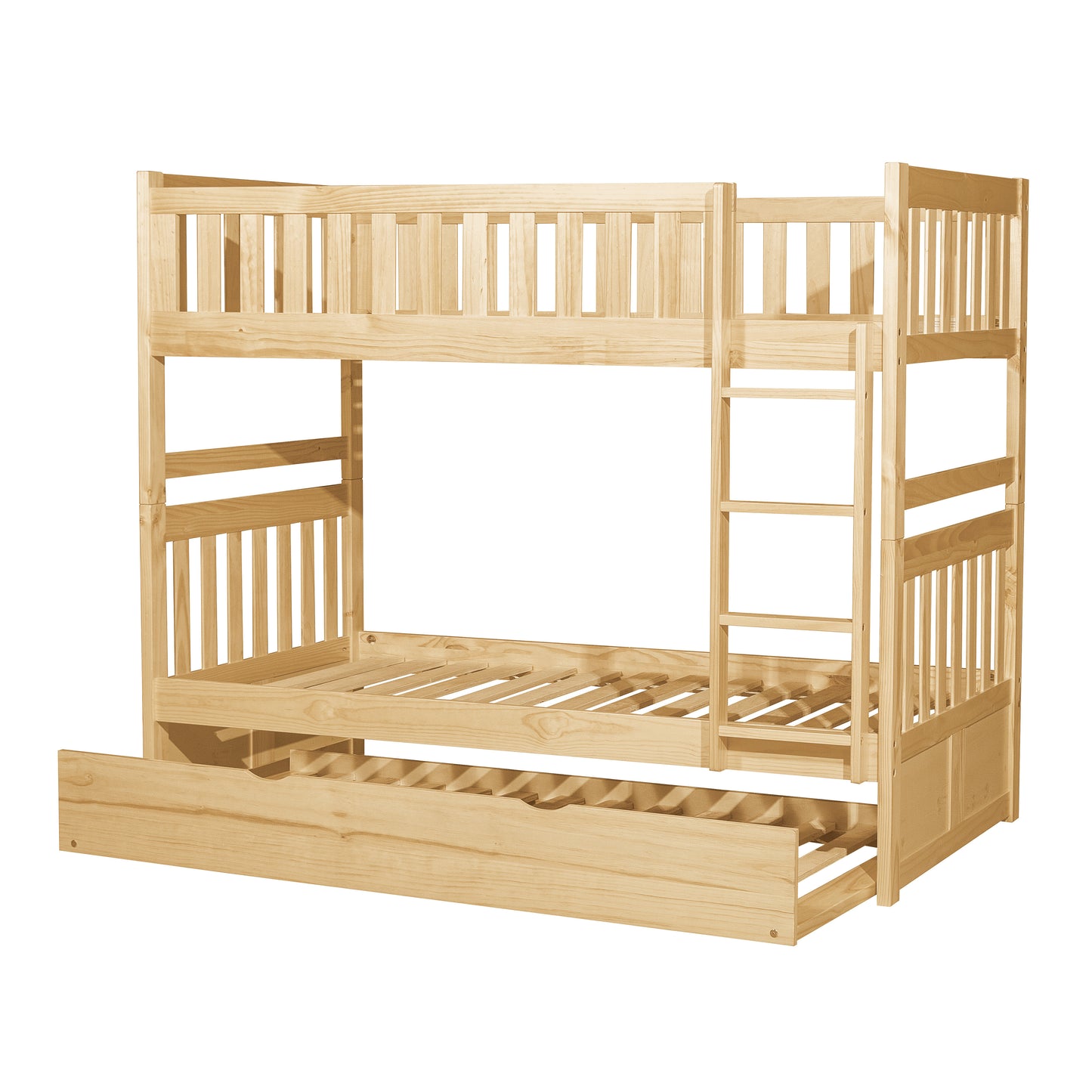 Homelegance Bartly Twin Twin Bunk Bed with Twin Trundle Natural Pine B2043-1-R