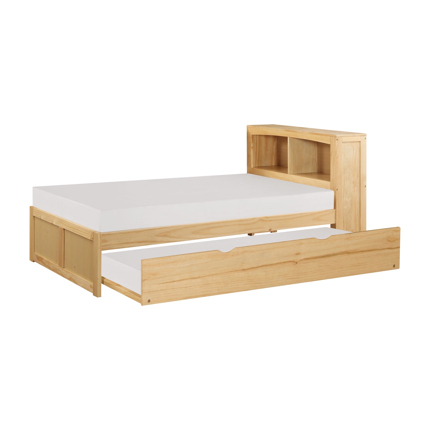 Homelegance Bartly Twin Bookcase Bed with Twin Trundle Natural Pine B2043BC-1R