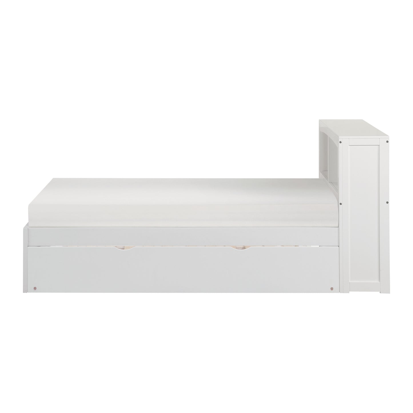 Homelegance Twin Bookcase Bed with Twin Trundle in White B2053BCW-1R