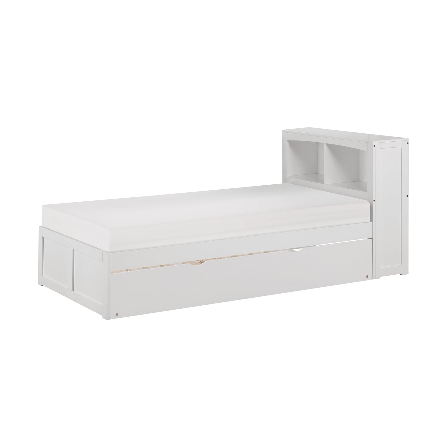Homelegance Twin Bookcase Bed with Twin Trundle in White B2053BCW-1R