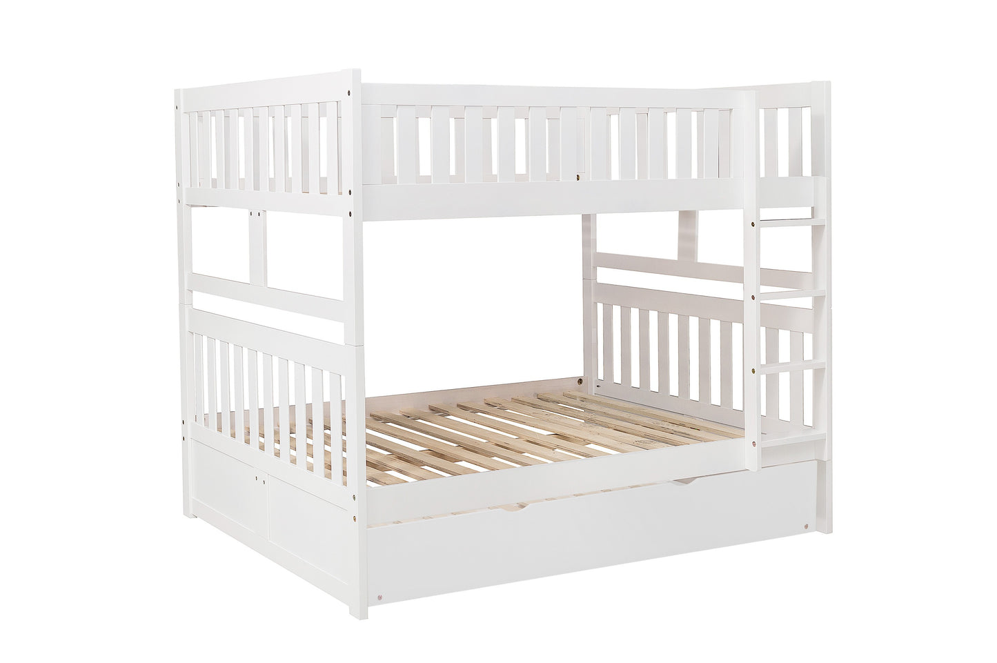 Homelegance Galen Full/Full Bunk Bed with Twin Trundle in White B2053FFW-1-R