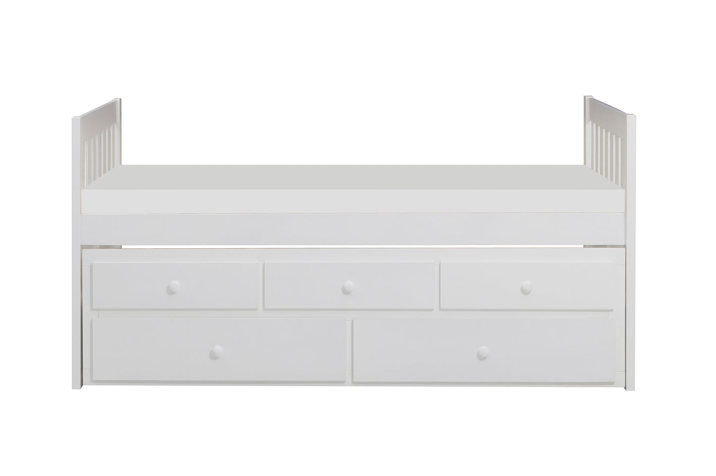 Homelegance Galen Twin Twin Trundle Bed White with Storage Drawers B2053PRW-1