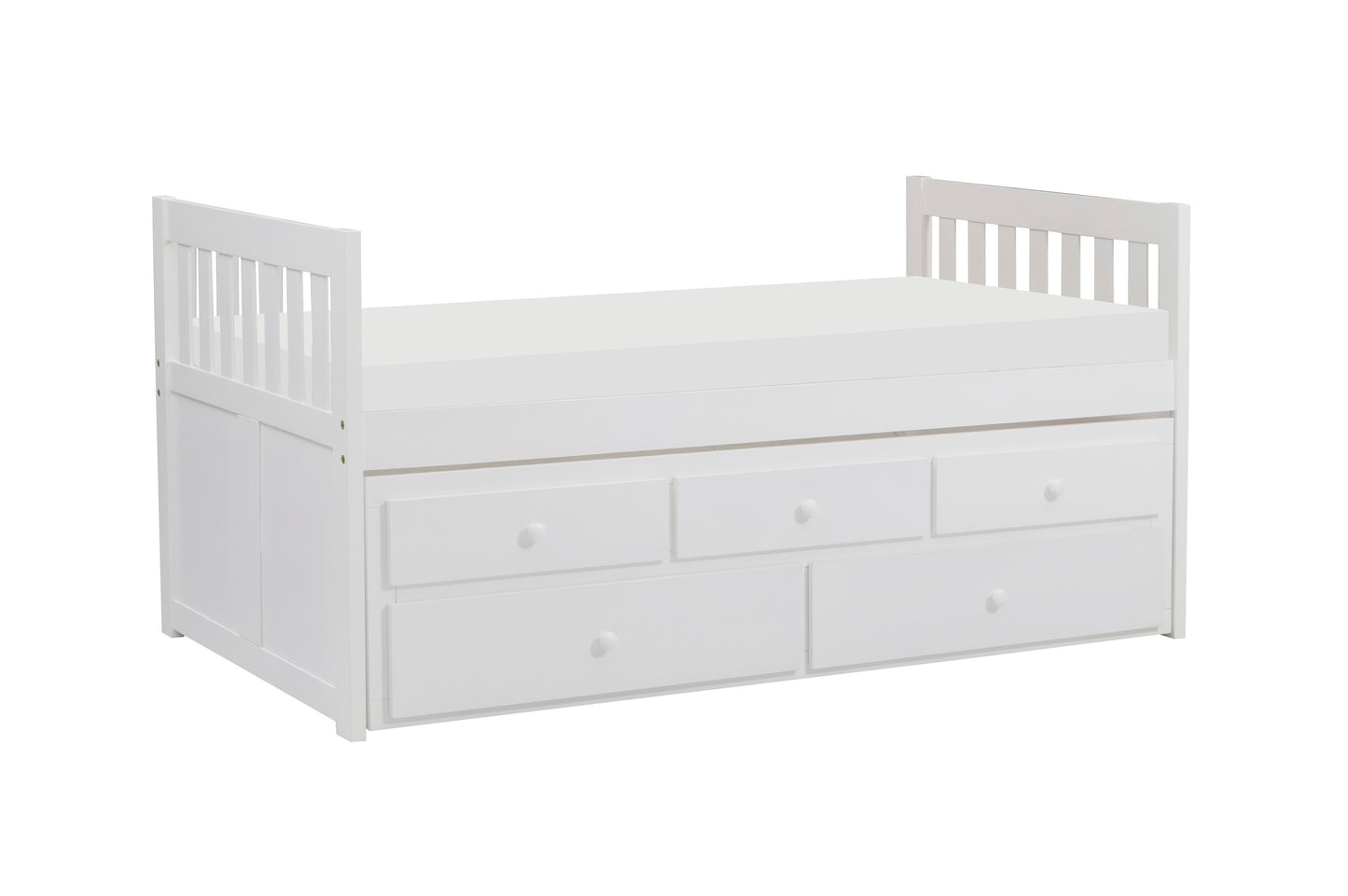 Homelegance Galen Twin Twin Trundle Bed White with Storage Drawers B2053PRW-1