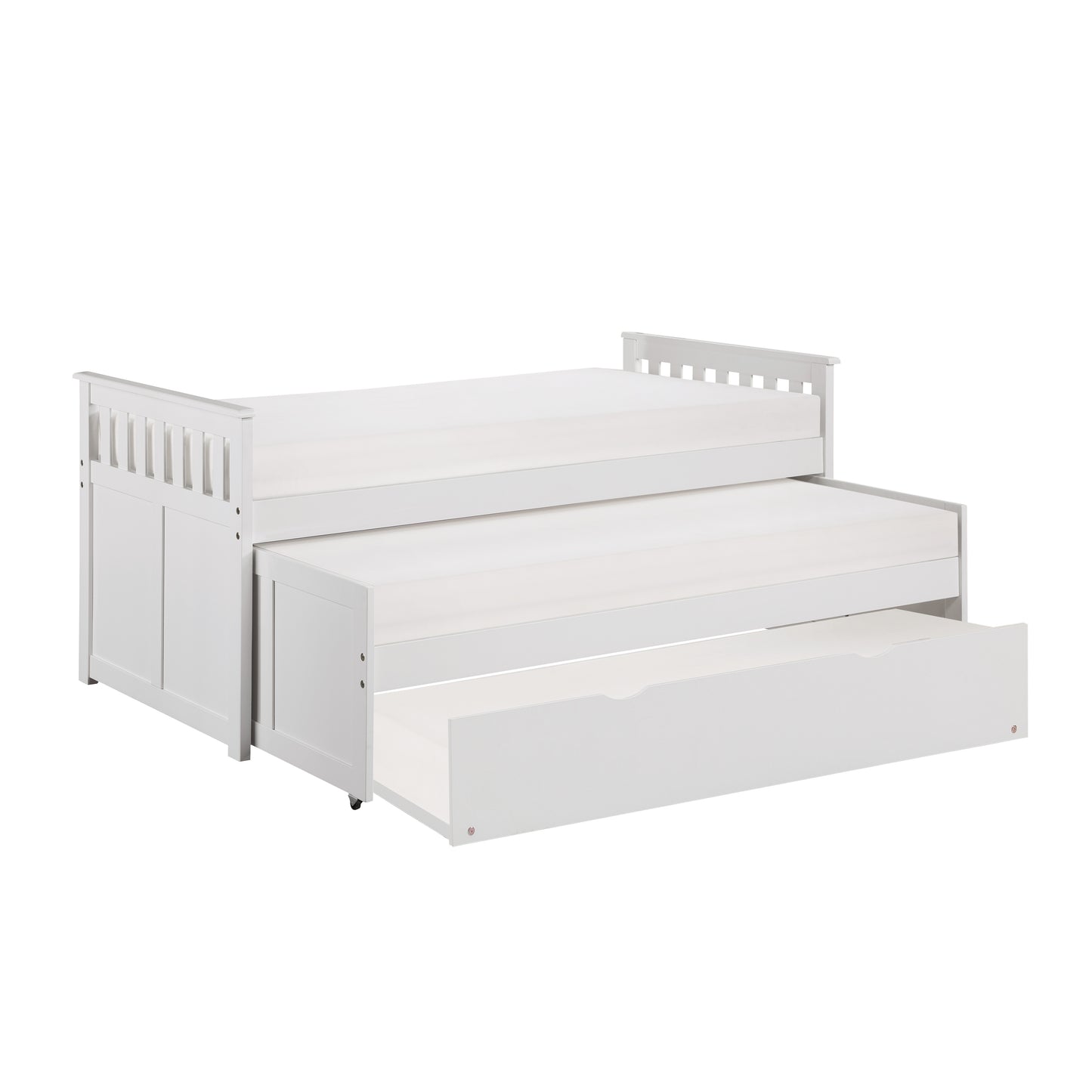 Homelegance Galen Twin Twin Bed with Twin Trundle White B2053RTW-1R