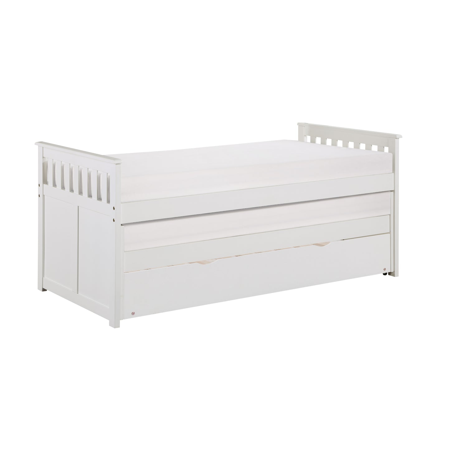 Homelegance Galen Twin Twin Bed with Twin Trundle White B2053RTW-1R