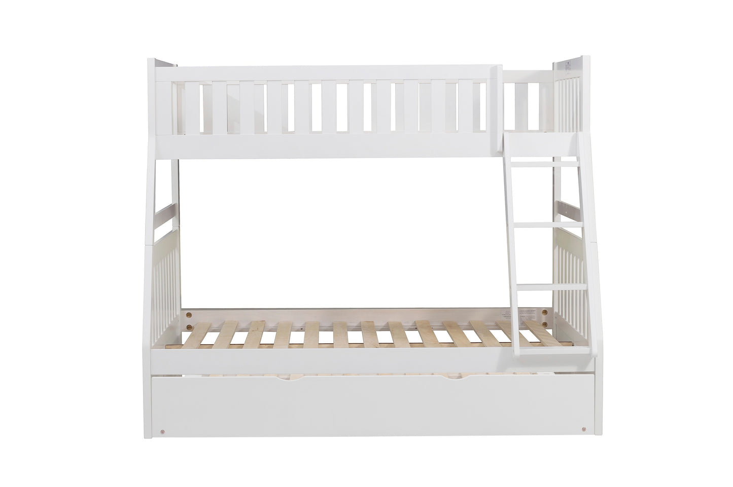 Homelegance Twin Full Bunk Bed with Twin Trundle in Chic White B2053TFW-1-R
