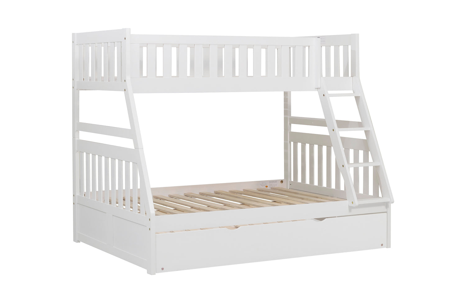 Homelegance Twin Full Bunk Bed with Twin Trundle in Chic White B2053TFW-1-R