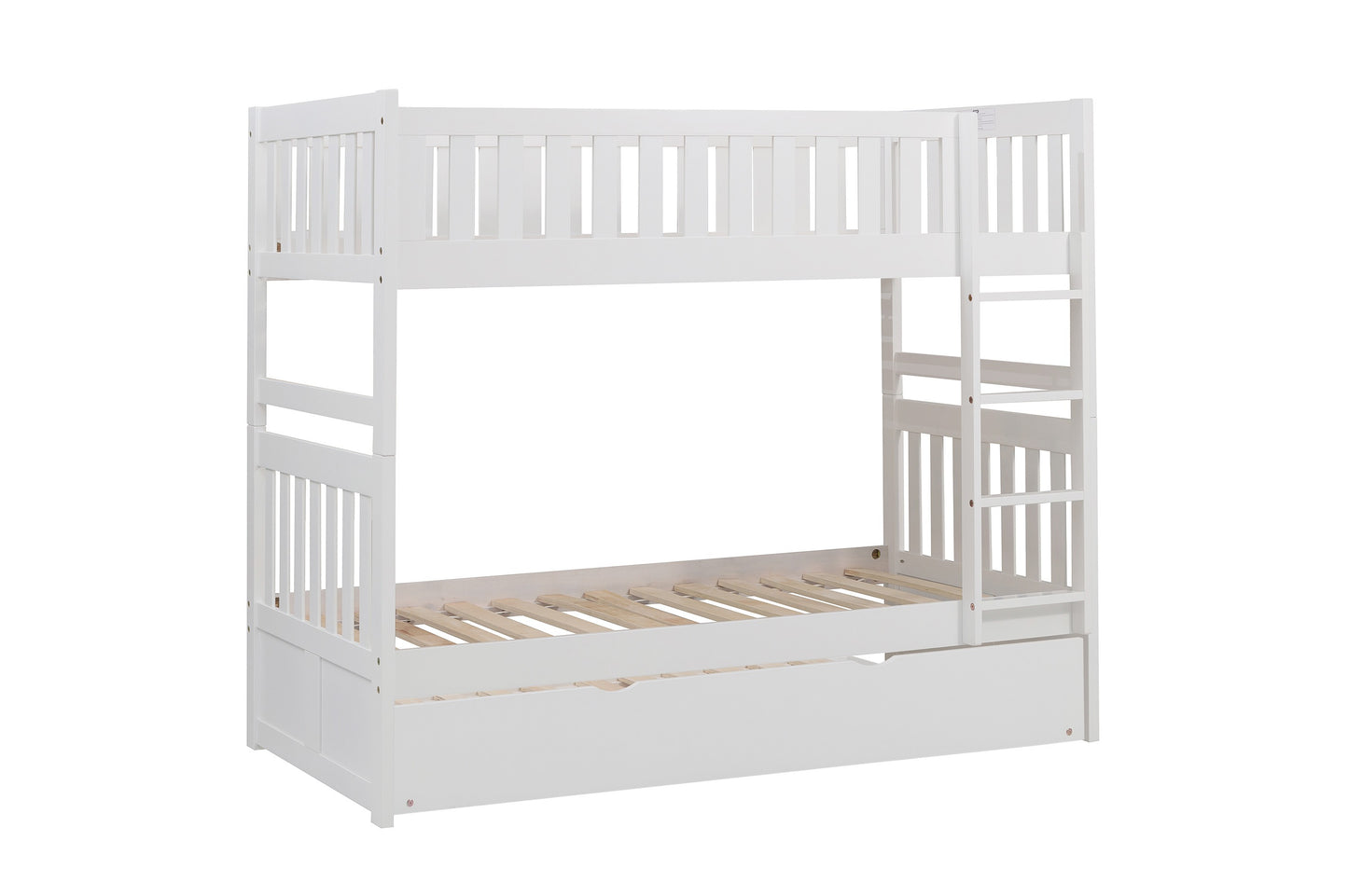 Homelegance Galen Twin Twin Bunk Bed with Twin Trundle White B2053W-1-R