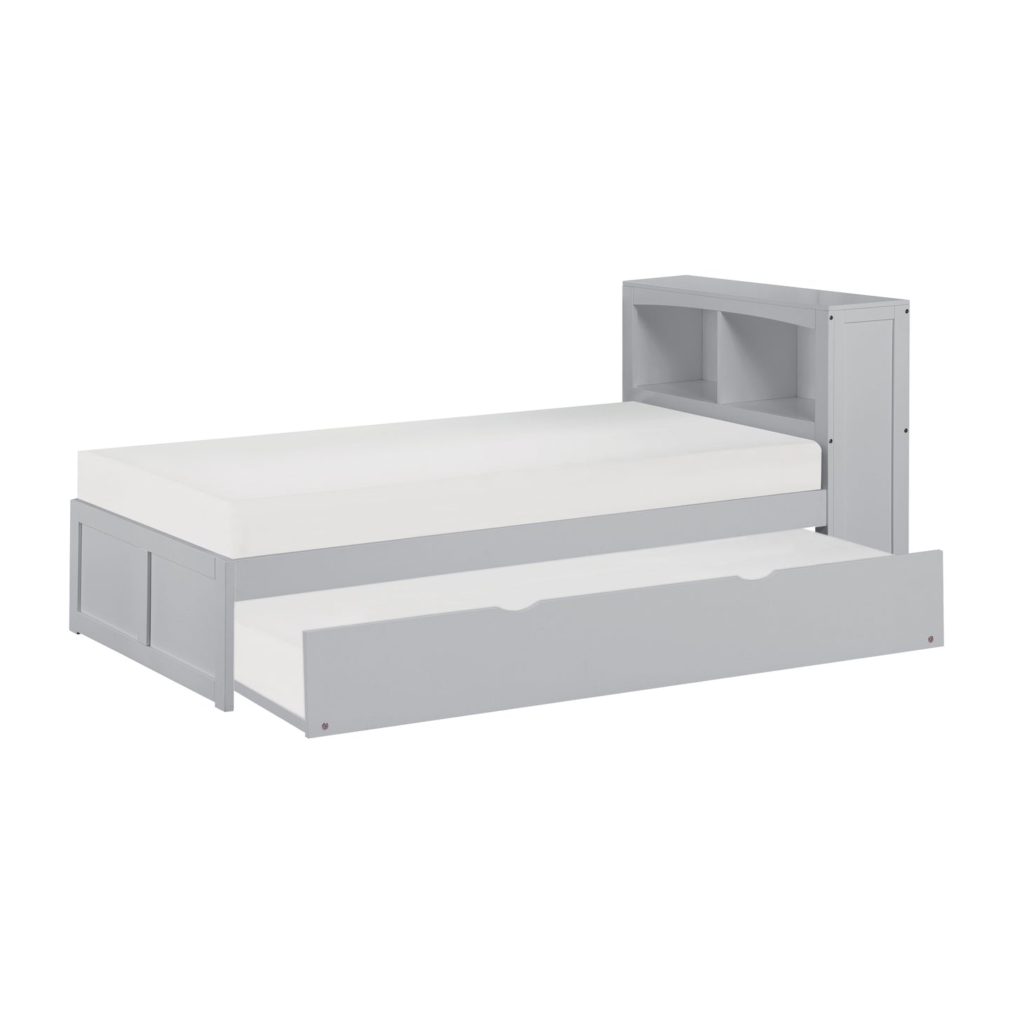 Homelegance Twin Bookcase Bed with Twin Trundle Gray Orion B2063BC-1R