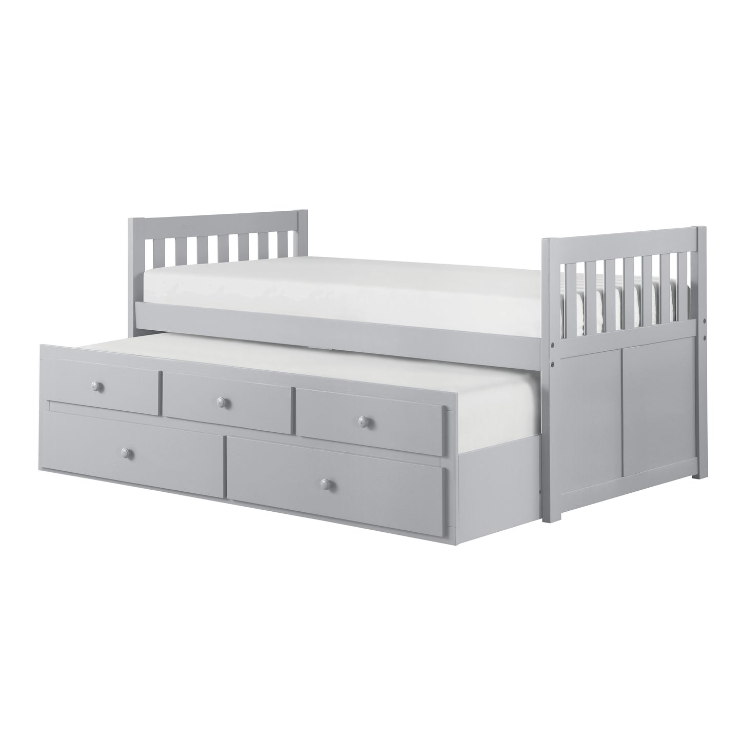 Homelegance Orion Twin Twin Trundle Bed Gray with Storage Drawers B2063PR-1