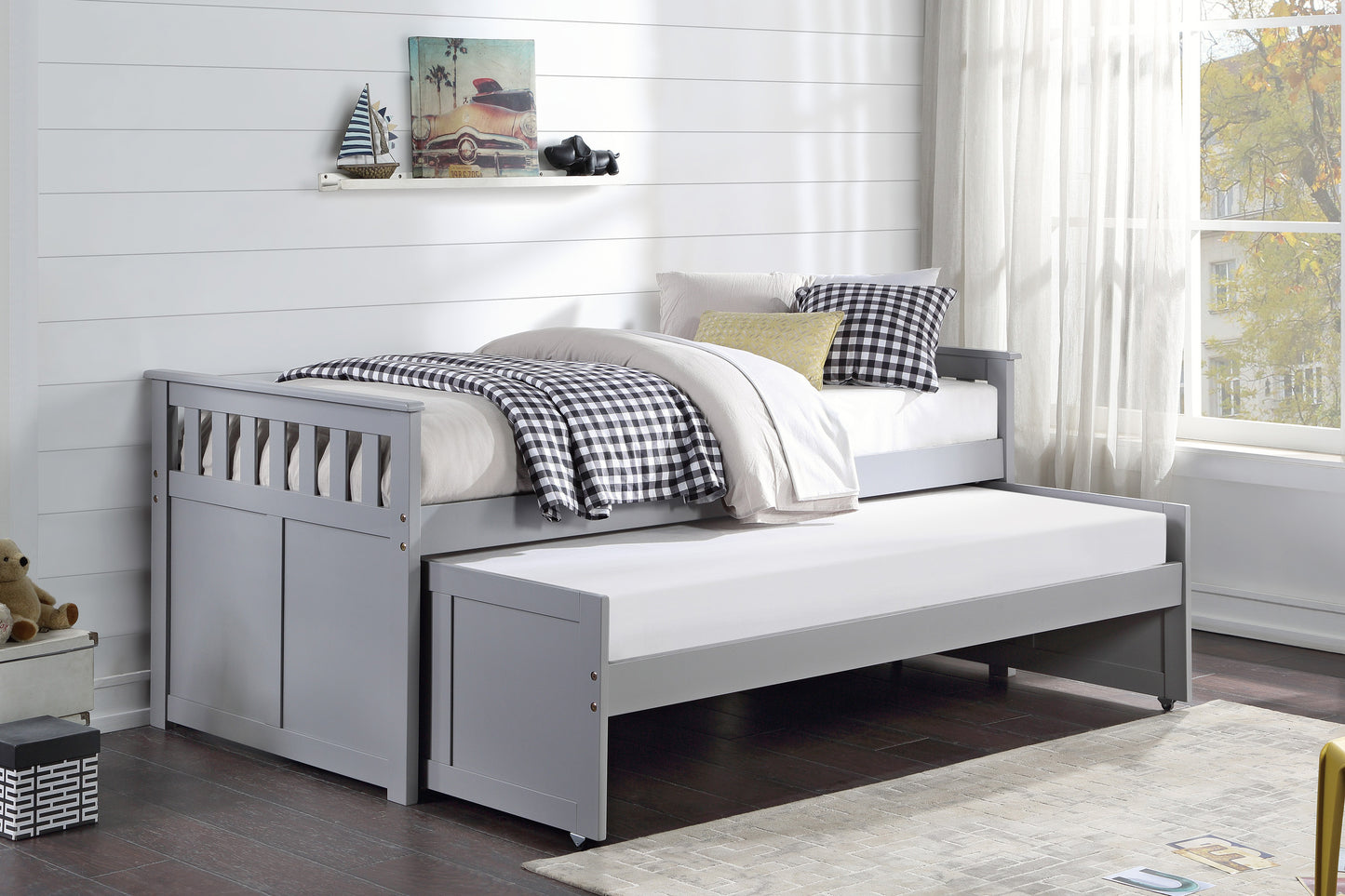 Homelegance Orion Twin Over Twin Bed Gray with Trundle B2063RT-1