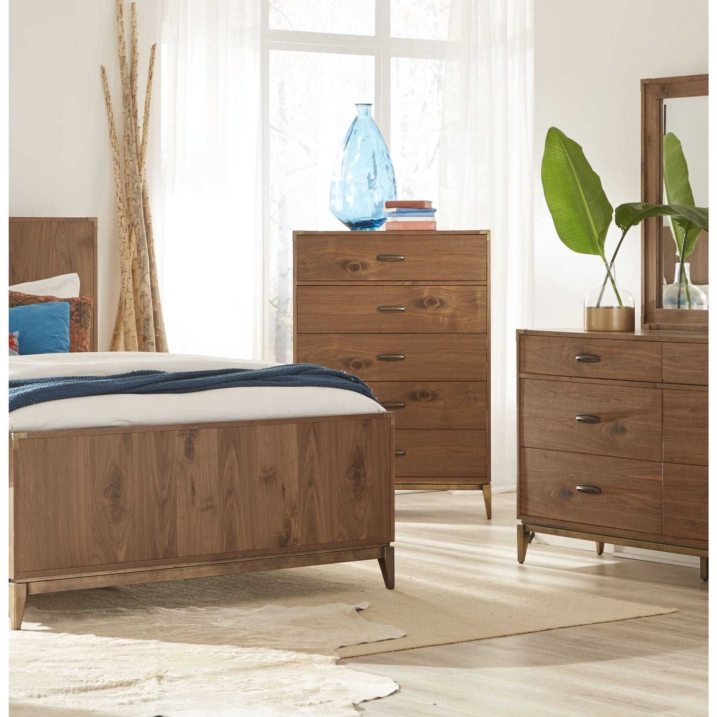Modus Modus Modus Adler Five Drawer Chest in Natural Walnut