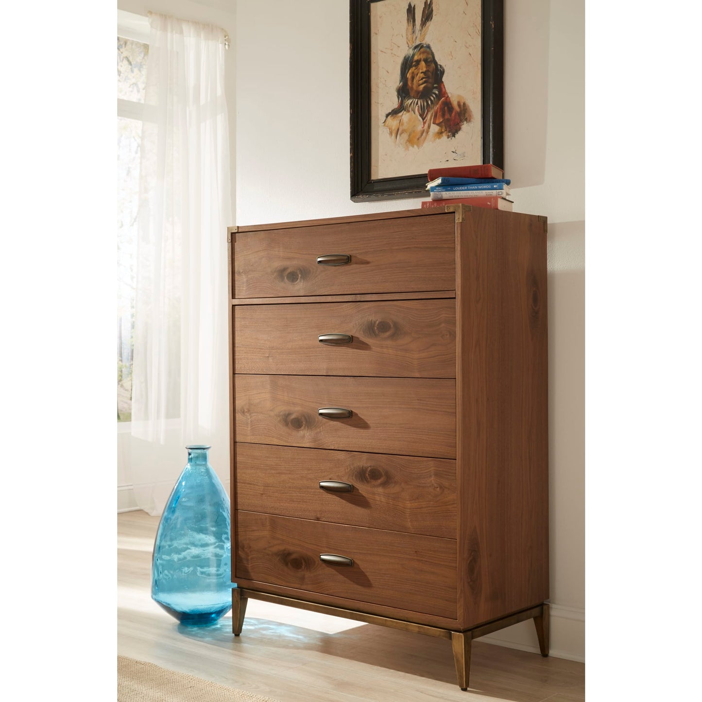 Modus Modus Modus Adler Five Drawer Chest in Natural Walnut