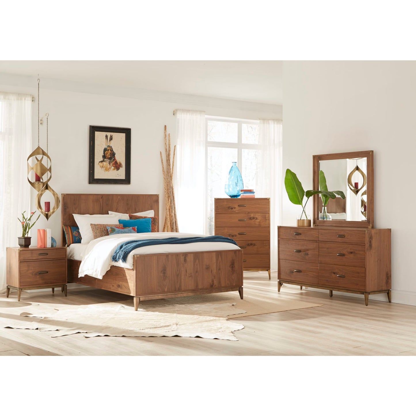 Modus Adler Wood Panel Bed in Natural Walnut