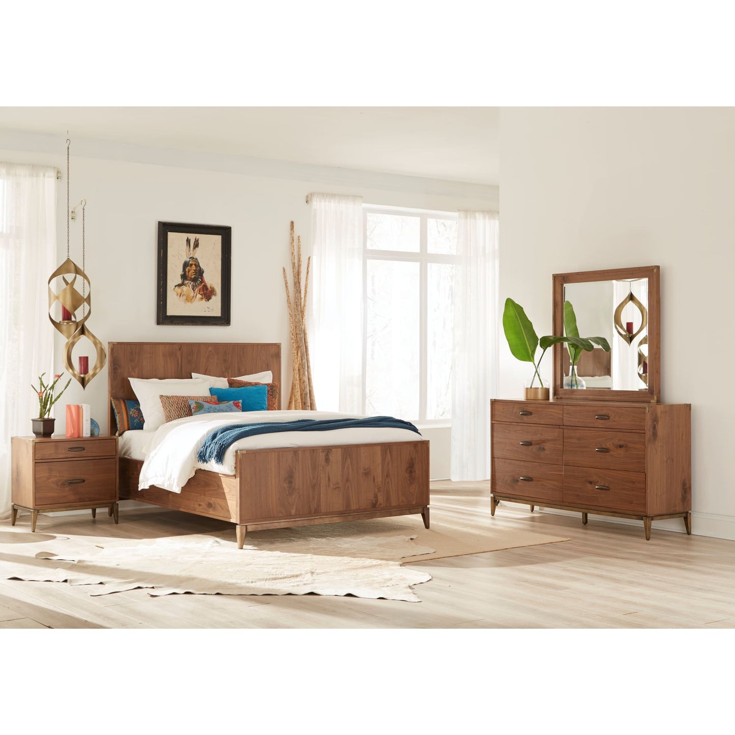 Modus Adler Wood Panel Bed in Natural Walnut