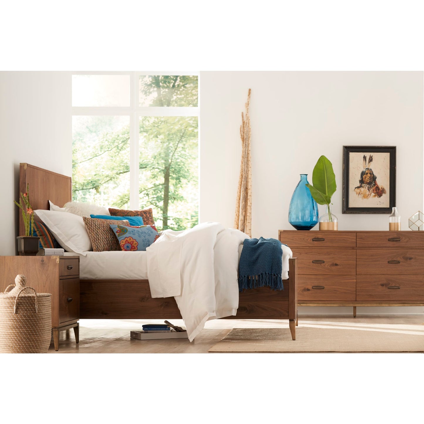 Modus Adler Wood Panel Bed in Natural Walnut