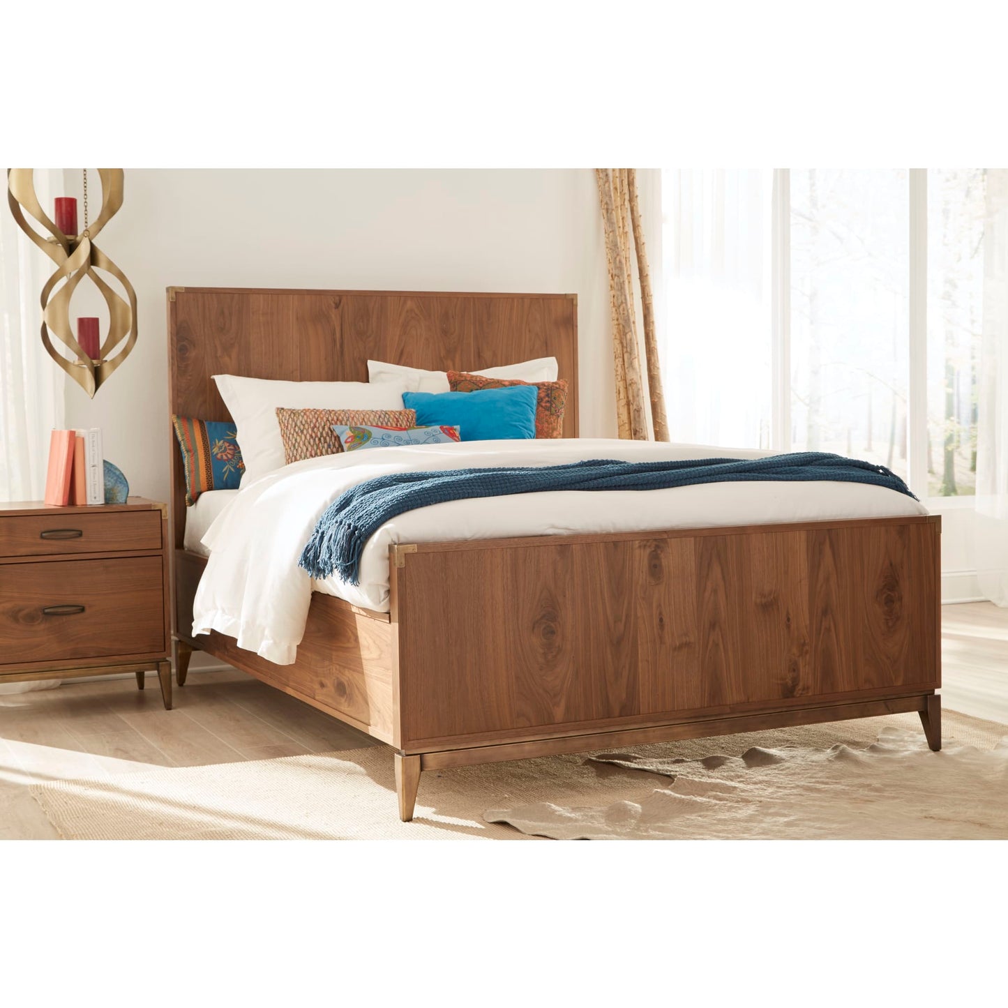 Modus Adler Wood Panel Bed in Natural Walnut