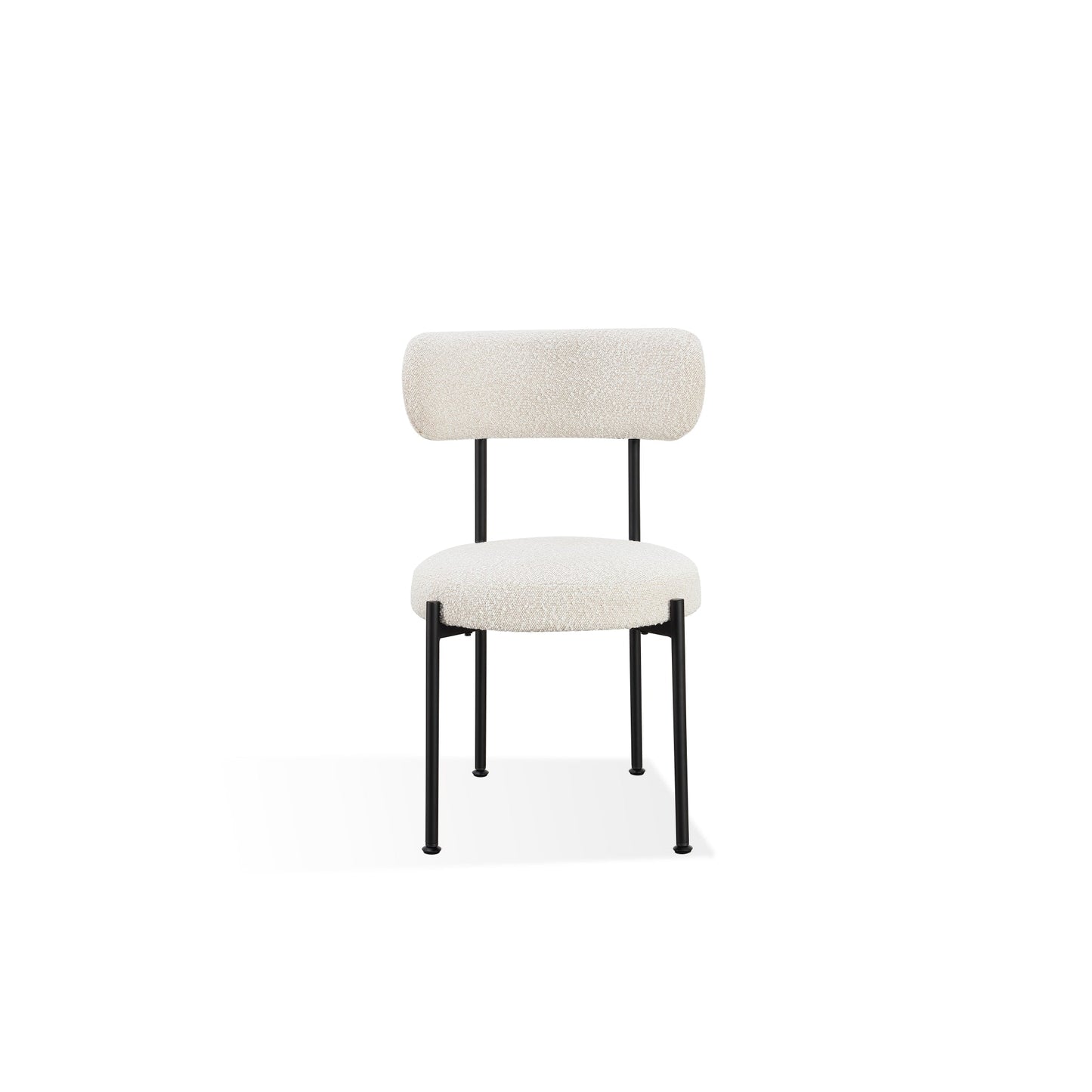 Modus Aere Boucle Upholstered Metal Leg Dining Chair in Ivory and Black