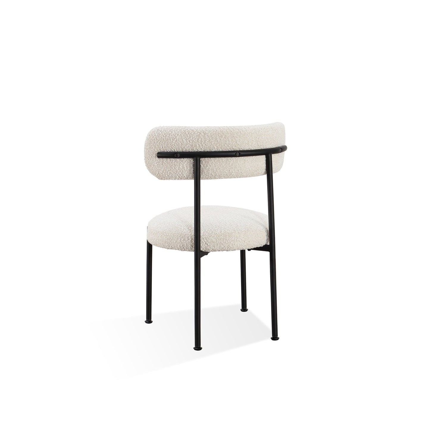 Modus Aere Boucle Upholstered Metal Leg Dining Chair in Ivory and Black