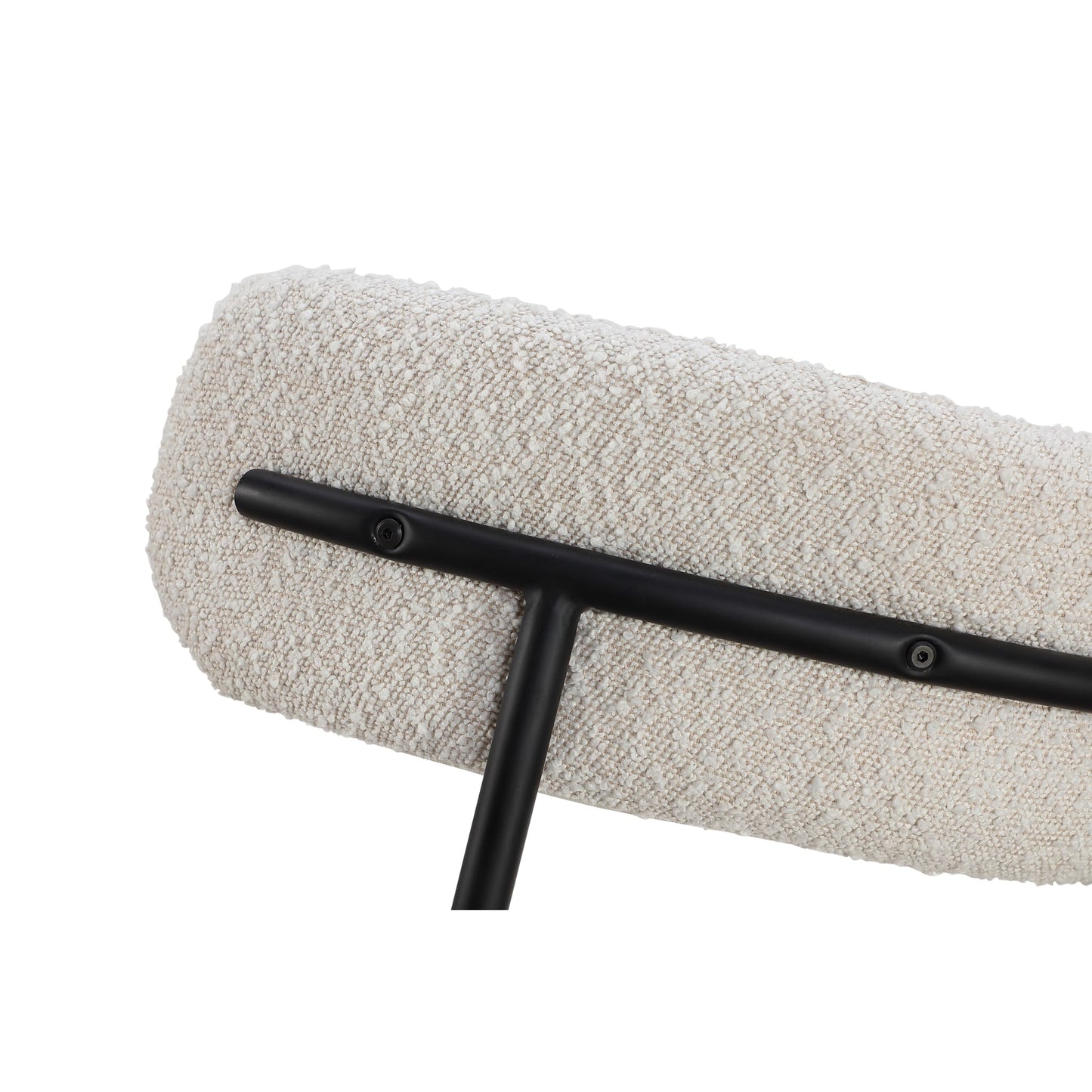 Modus Aere Boucle Upholstered Metal Leg Dining Chair in Ivory and Black