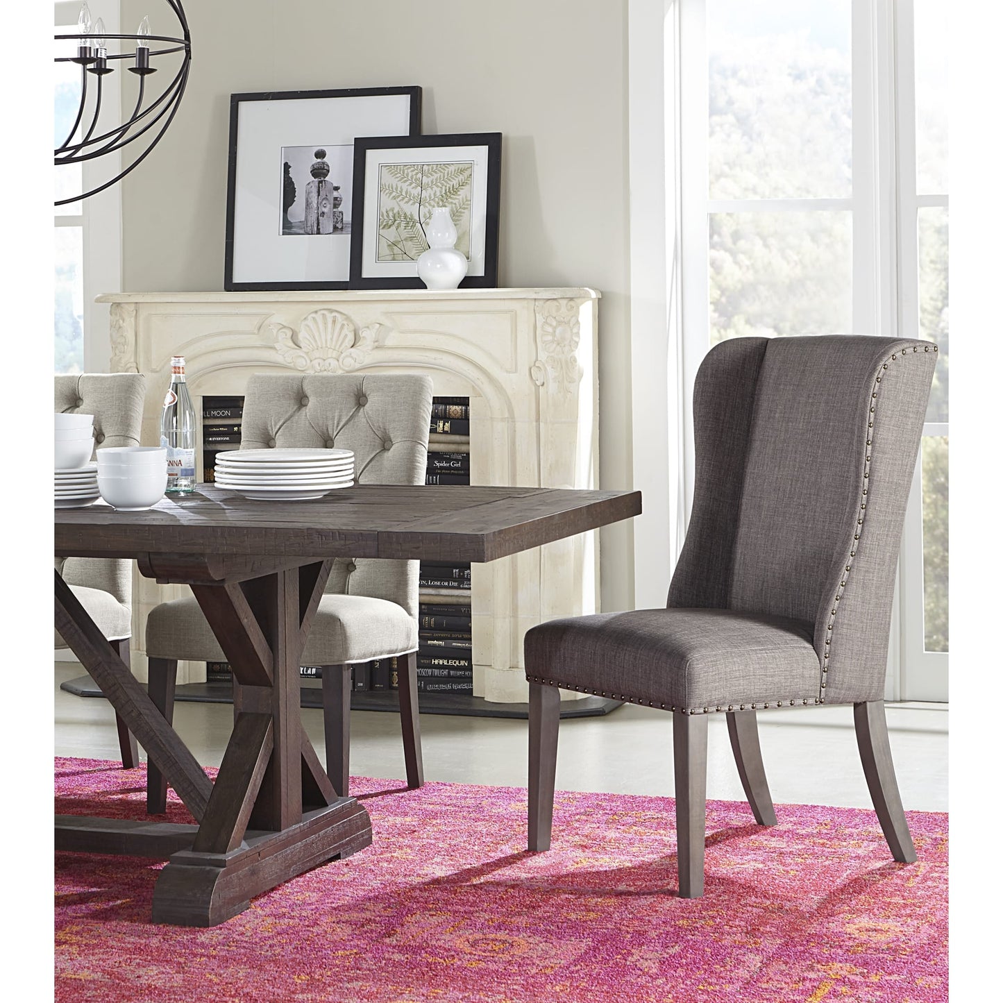 Modus Alex Uhpolstered Wingback Dining Chair in Dolphin