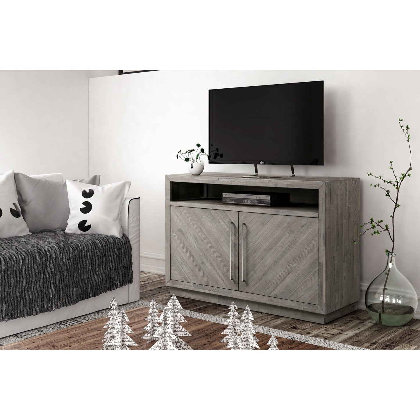 Modus Alexandra Solid Wood 54 inch Media Console in Rustic Latte