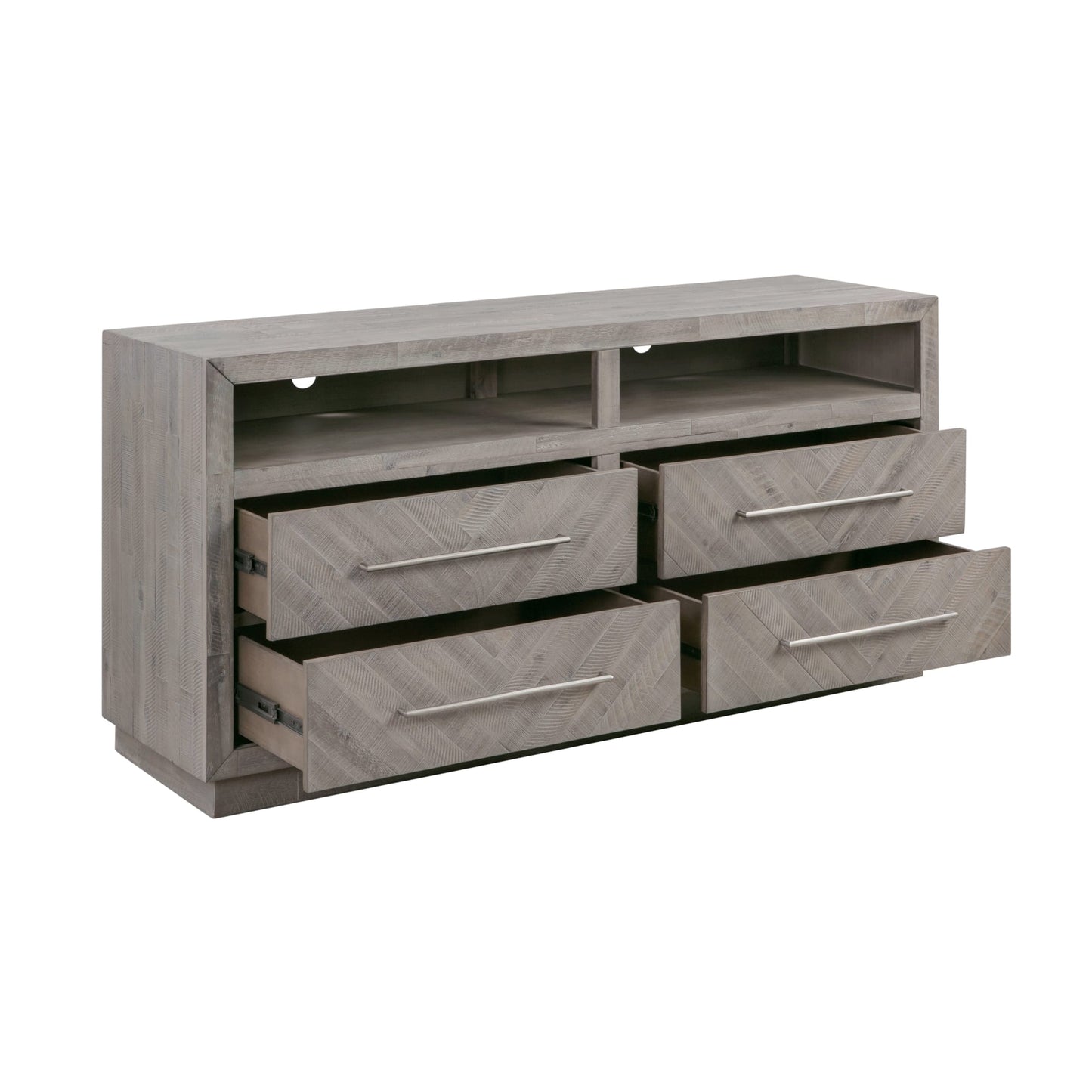 Modus Alexandra Solid Wood 64 inch Media Console in Rustic Latte