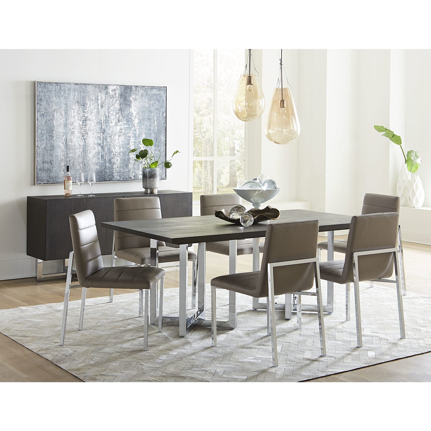 Modus Amalfi Metal Back Chair in Taupe Leather