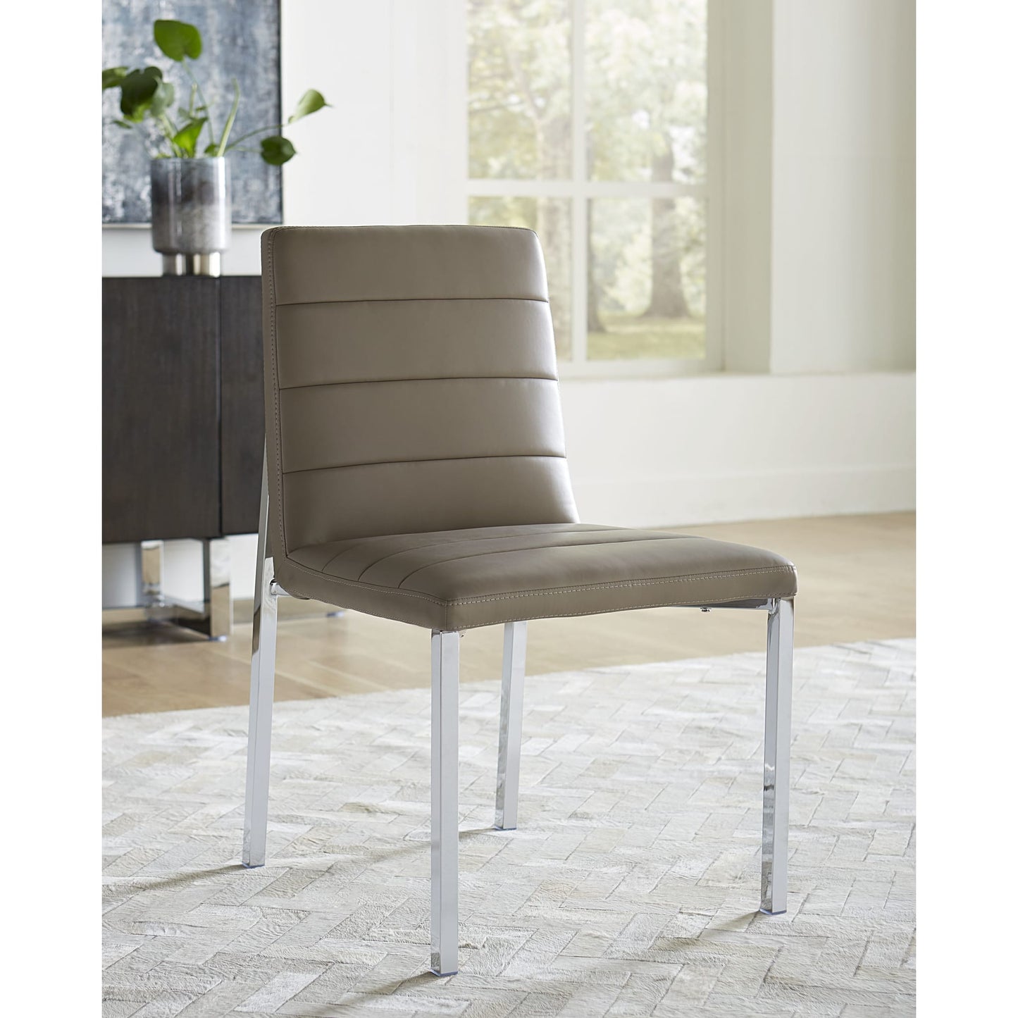 Modus Amalfi Metal Back Chair in Taupe Leather