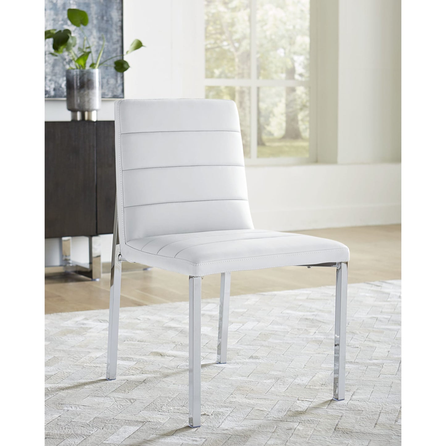 Modus Amalfi Metal Back Chair in White Leather