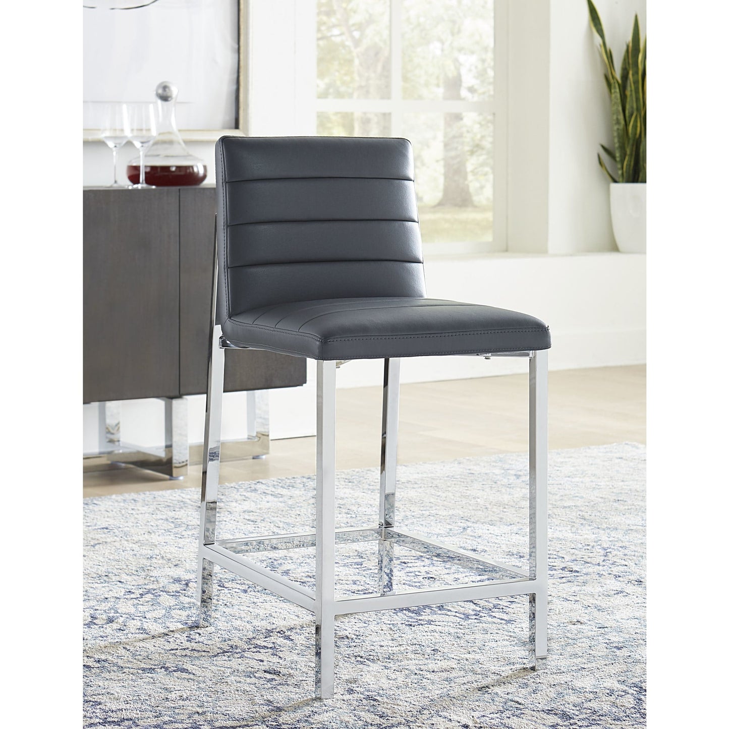 Modus Amalfi Metal Back Counter Stool in Cobalt Leather