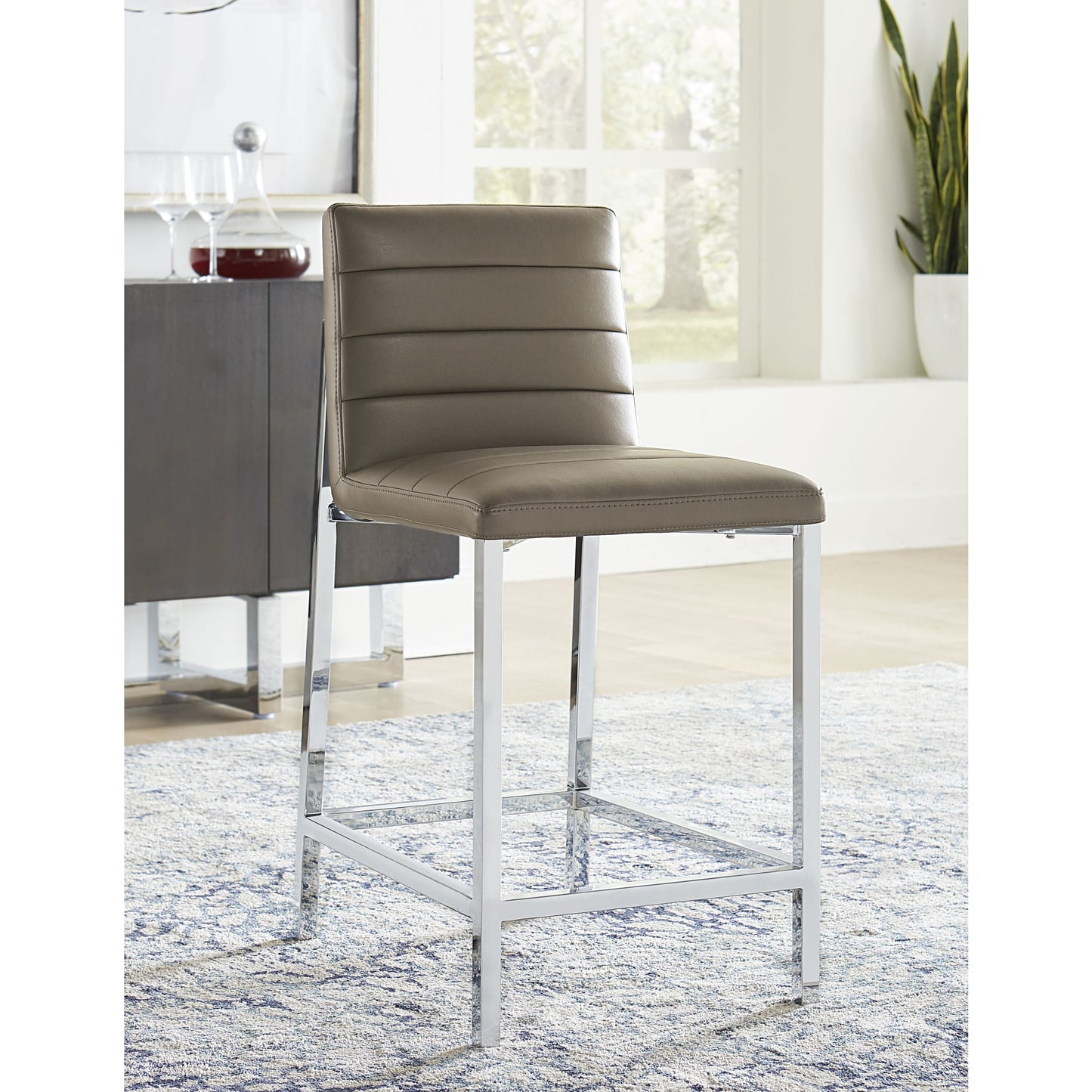 Modus Amalfi Metal Back Counter Stool in Taupe Leather