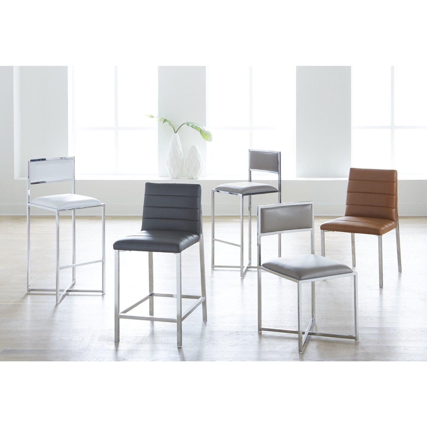 Modus Amalfi Metal Back Counter Stool in White Leather