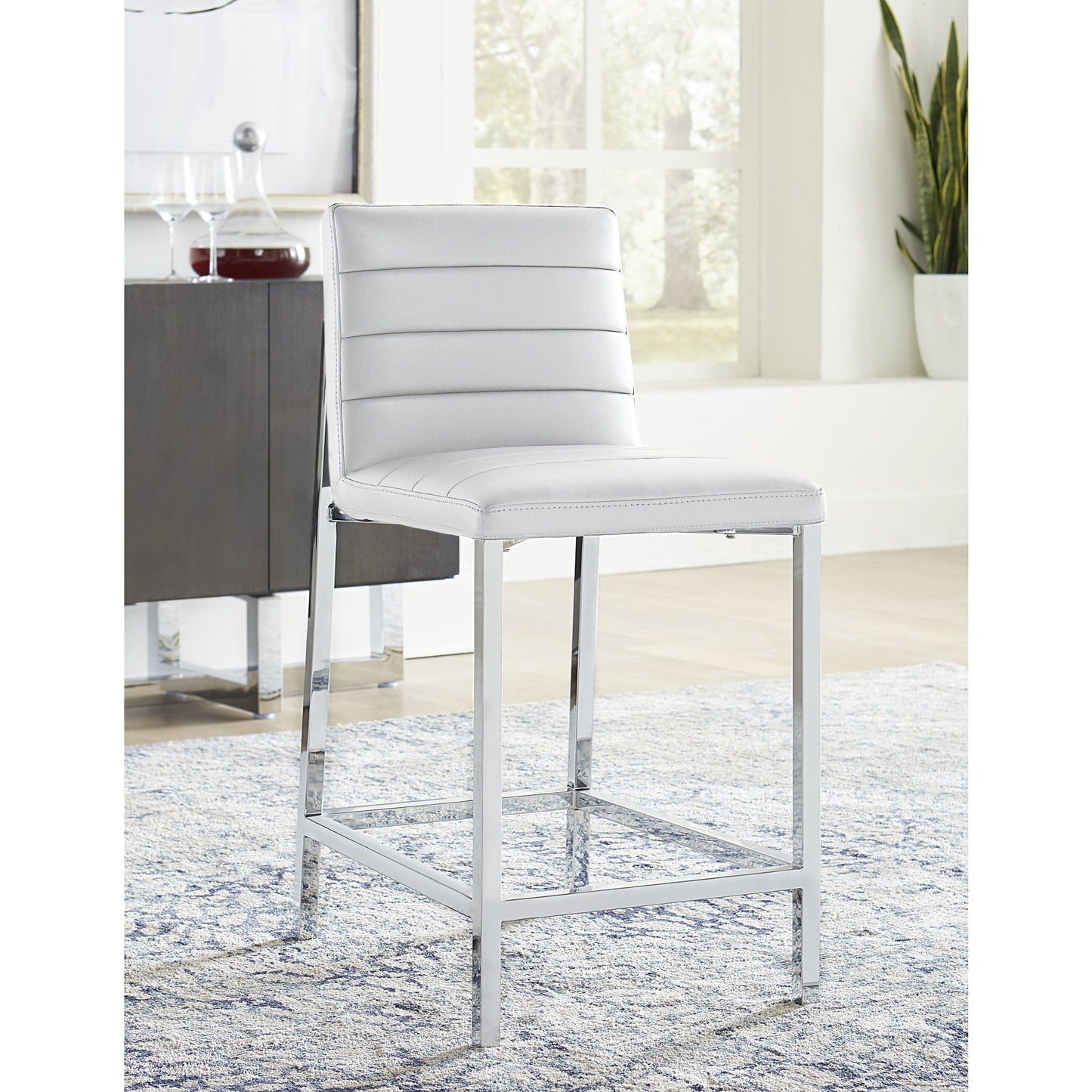 Modus Amalfi Metal Back Counter Stool in White Leather
