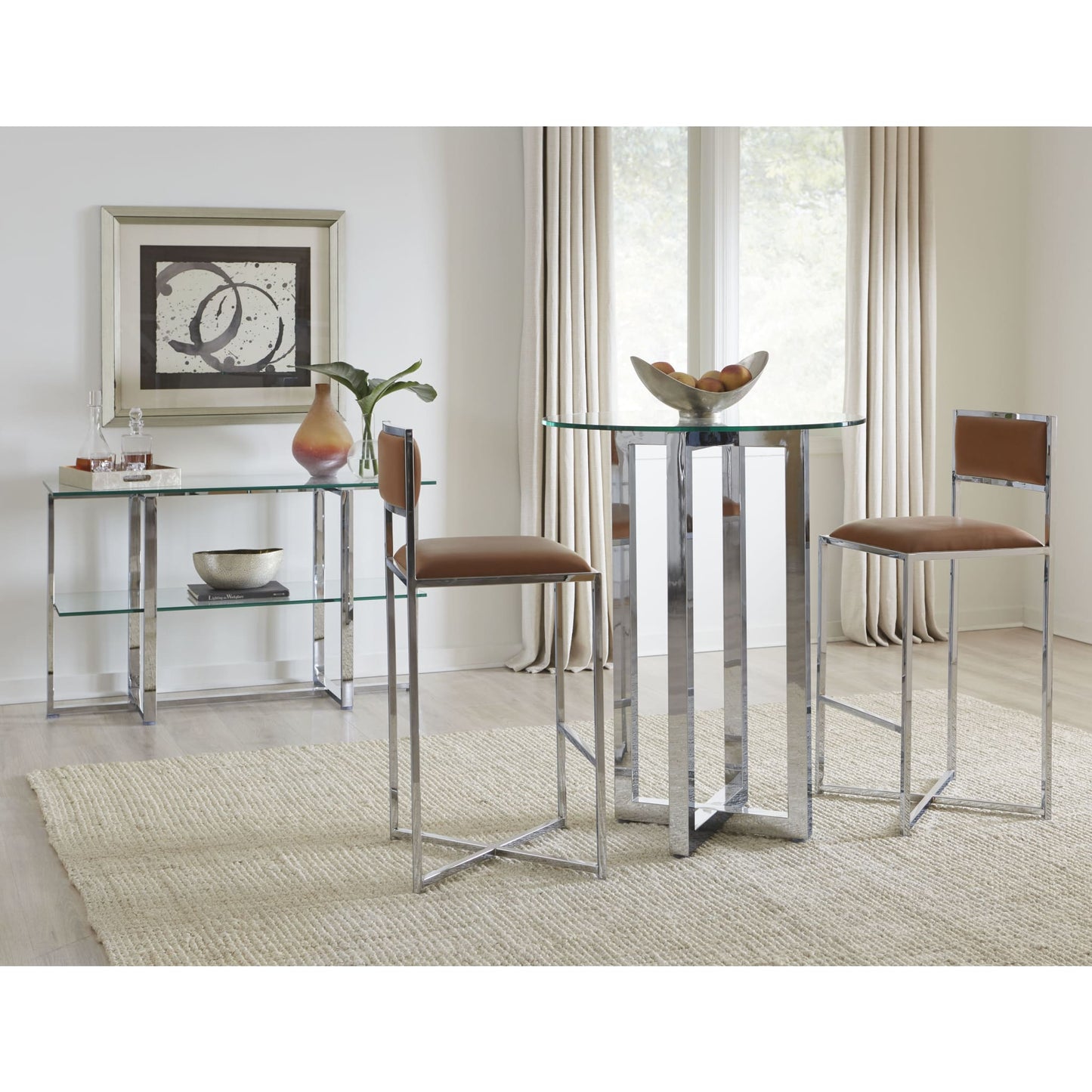 Modus Amalfi X-Base Bar Stool in Cognac Leather