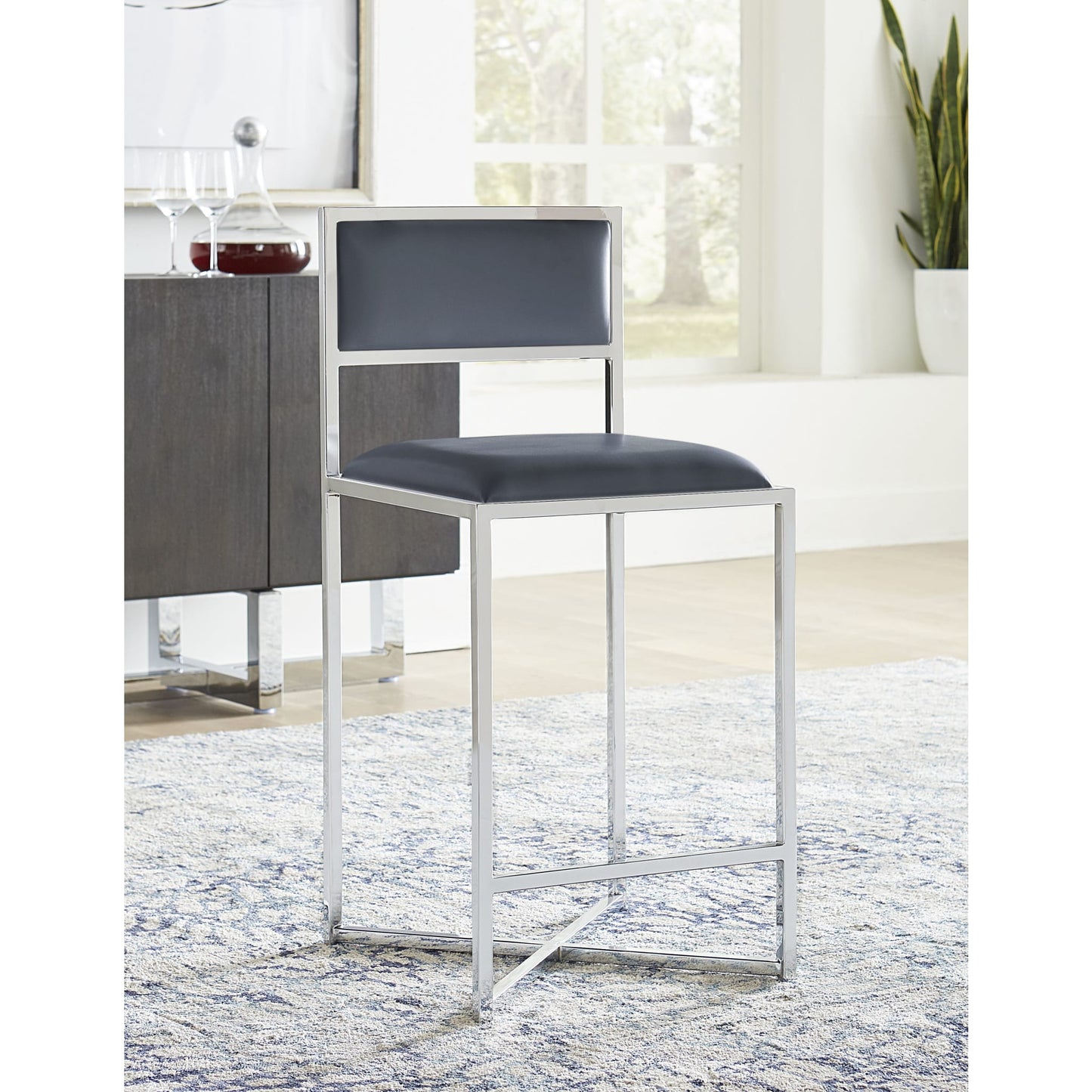 Modus Amalfi X-Base Counter Stool in Cobalt Leather