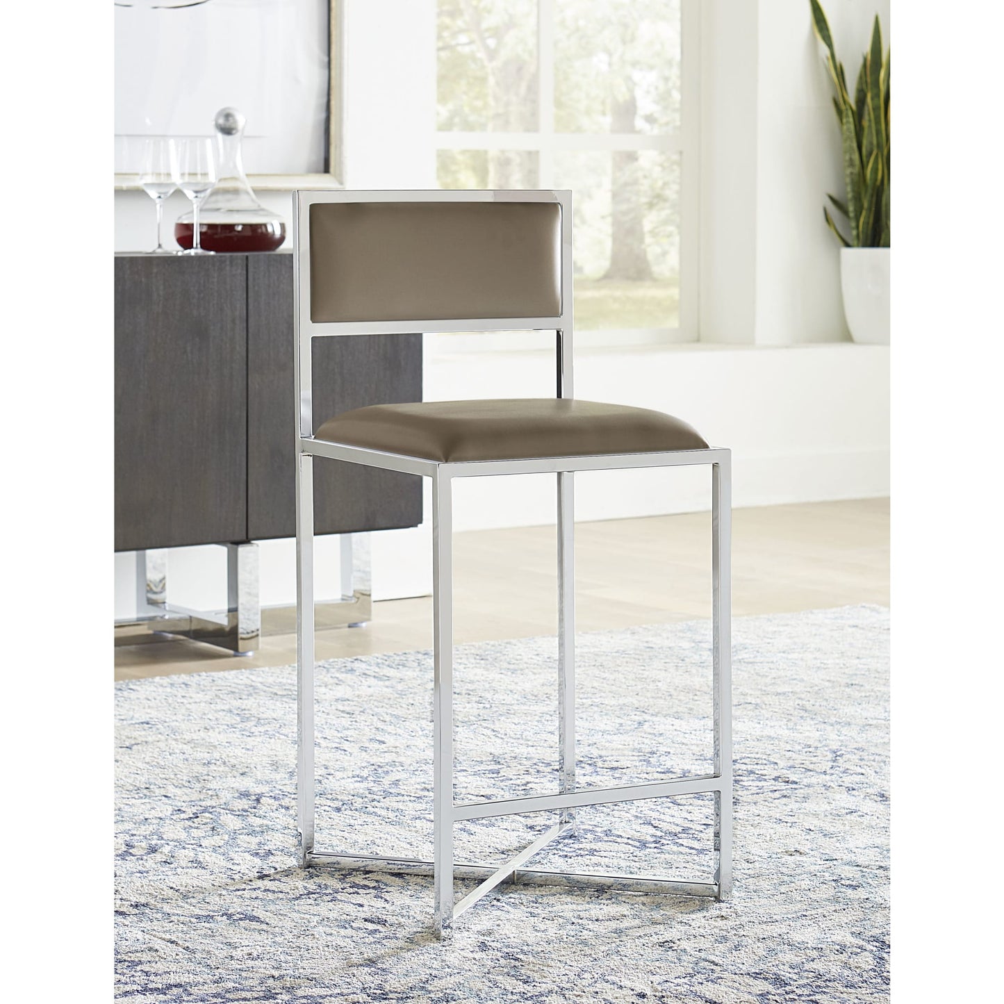 Modus Amalfi X-Base Counter Stool in Taupe Leather
