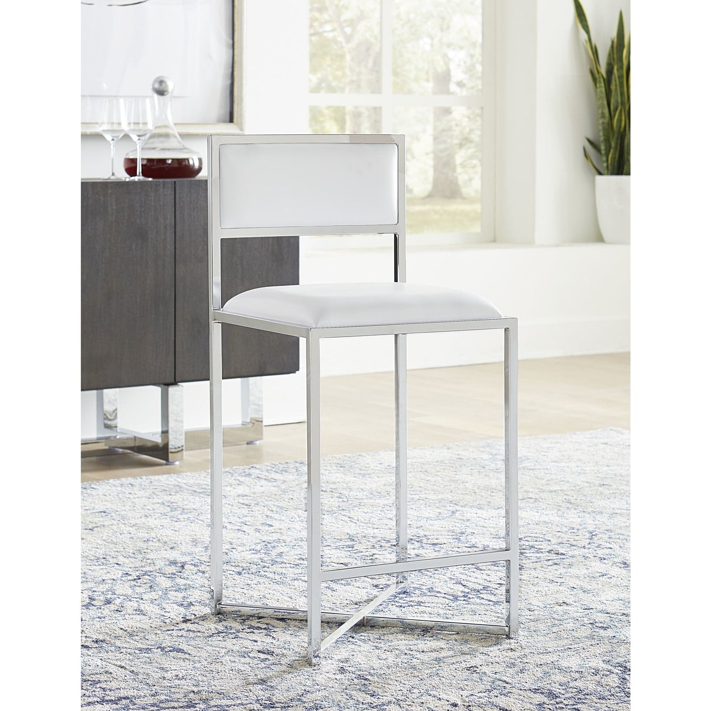Modus Amalfi X-Base Counter Stool in White Leather