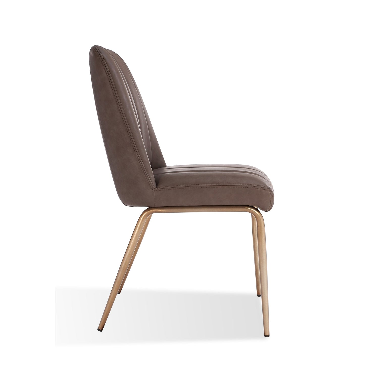Modus Apollo Upholstered Dining Chair in Cinnamon Synthetic Leather and Brushed Bronze Metal