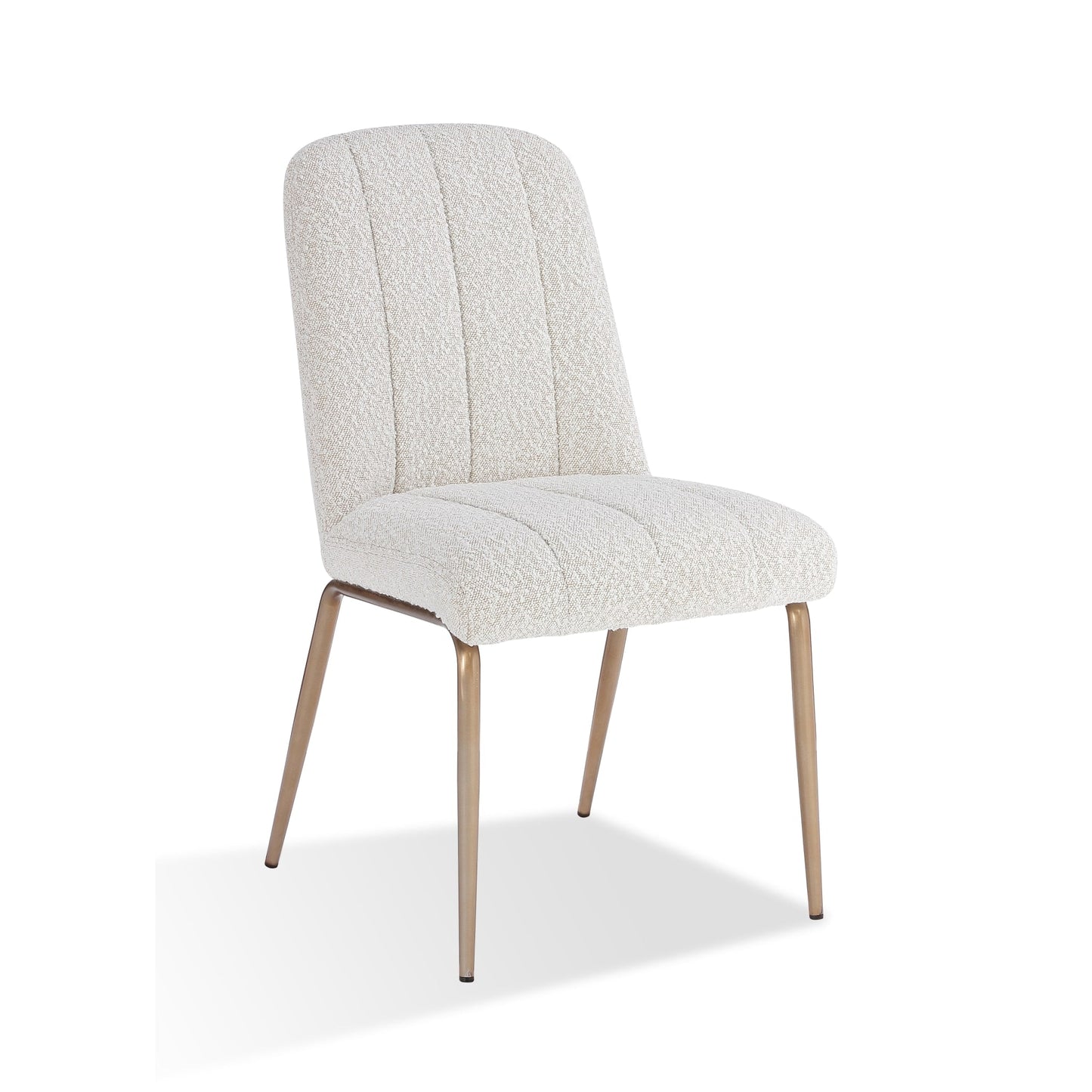 Modus Apollo Upholstered Dining Chair in Ricotta Boucle and Brushed Bronze Metal