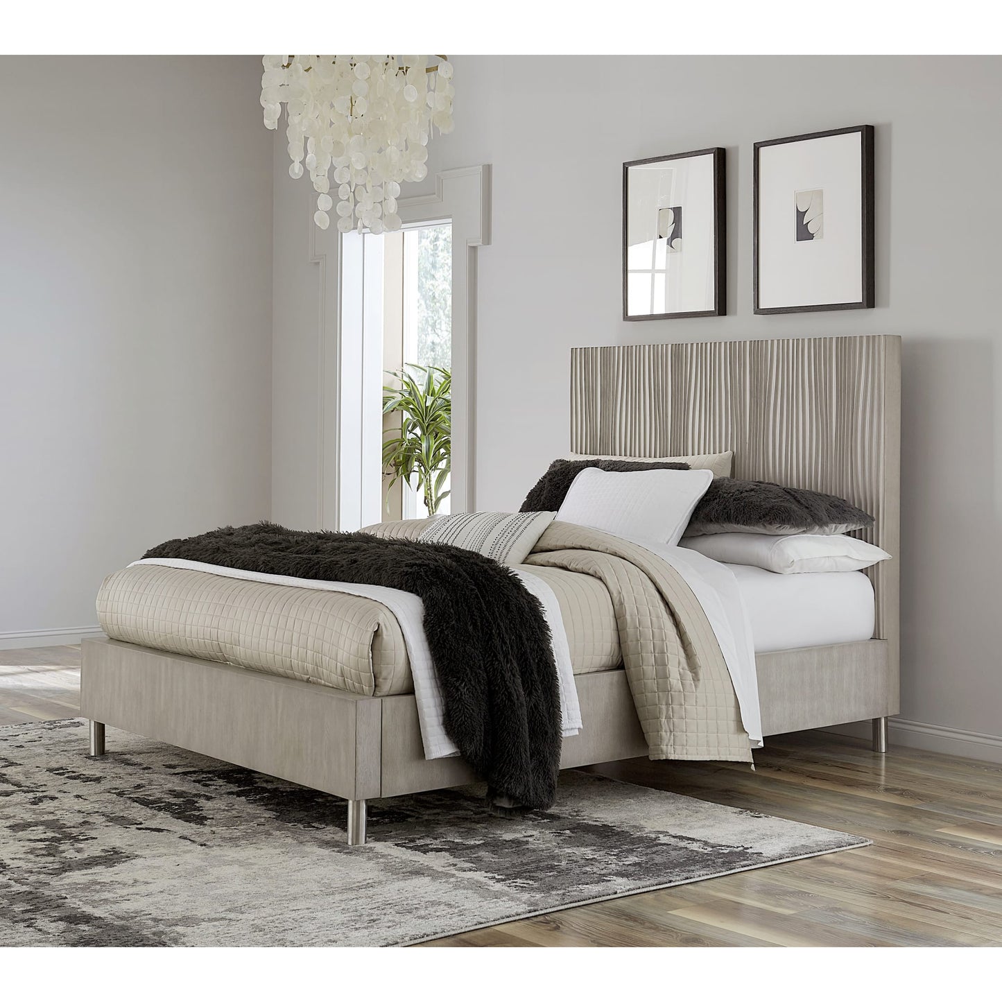Modus Argento Wave-Patterned Bed in Misty Grey