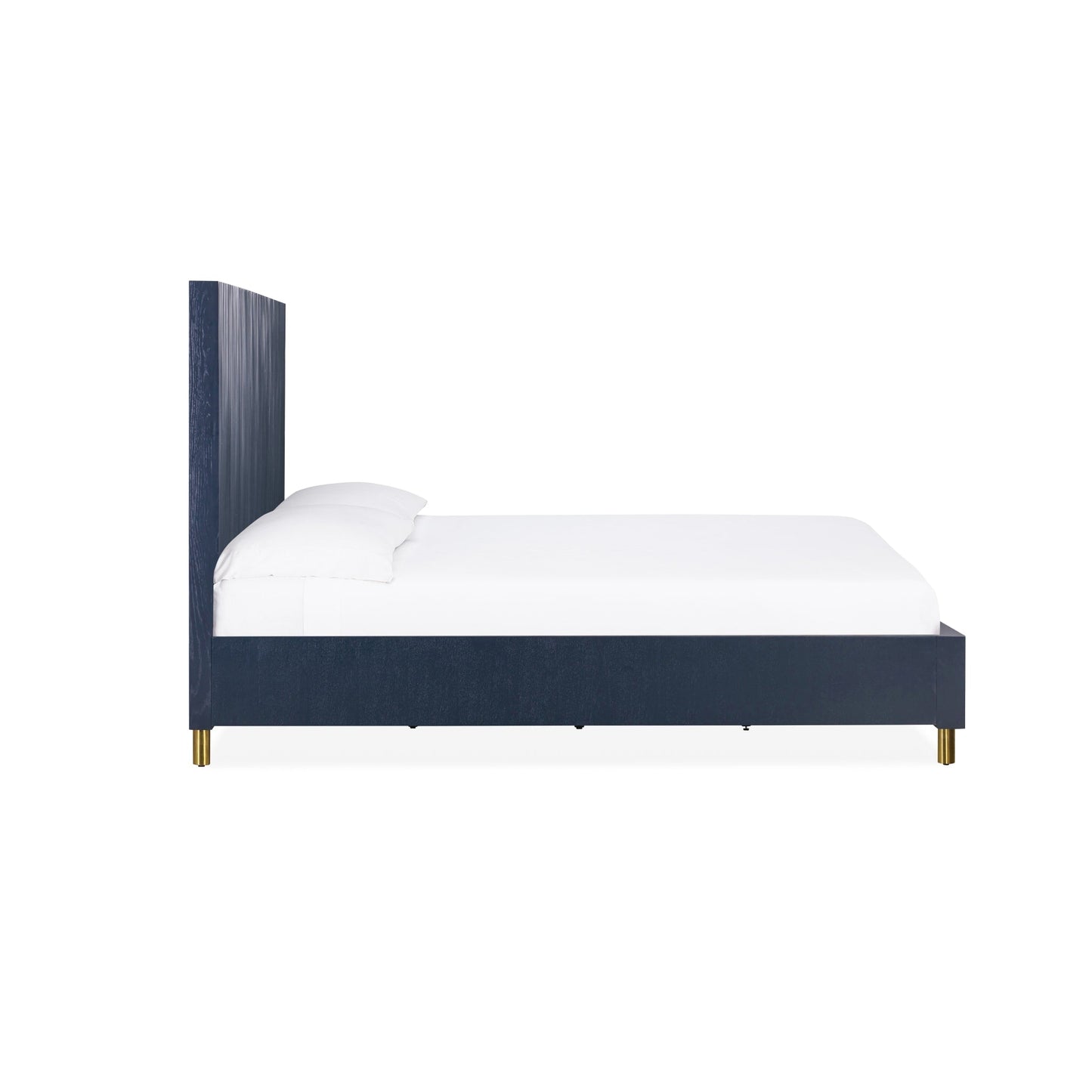 Modus Argento Wave-Patterned Bed in Navy Blue and Burnished Brass